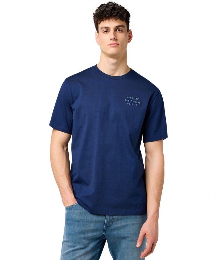 Wrangler Men's Navy Embroidered Logo Cotton T-Shirt Large Casual