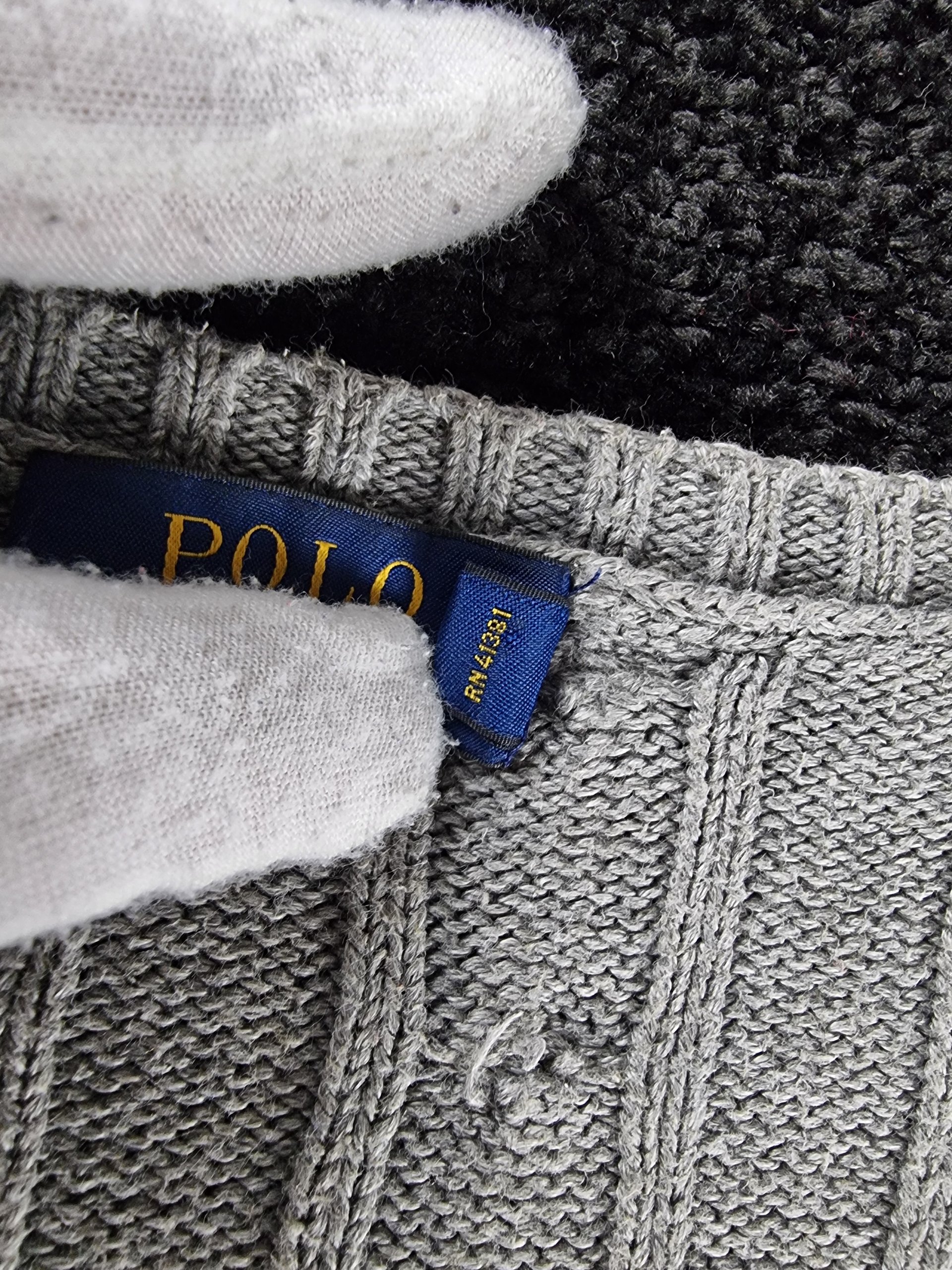 Sweater Ralph Lauren Women's L Grey Cable Knit V-Neck image 5