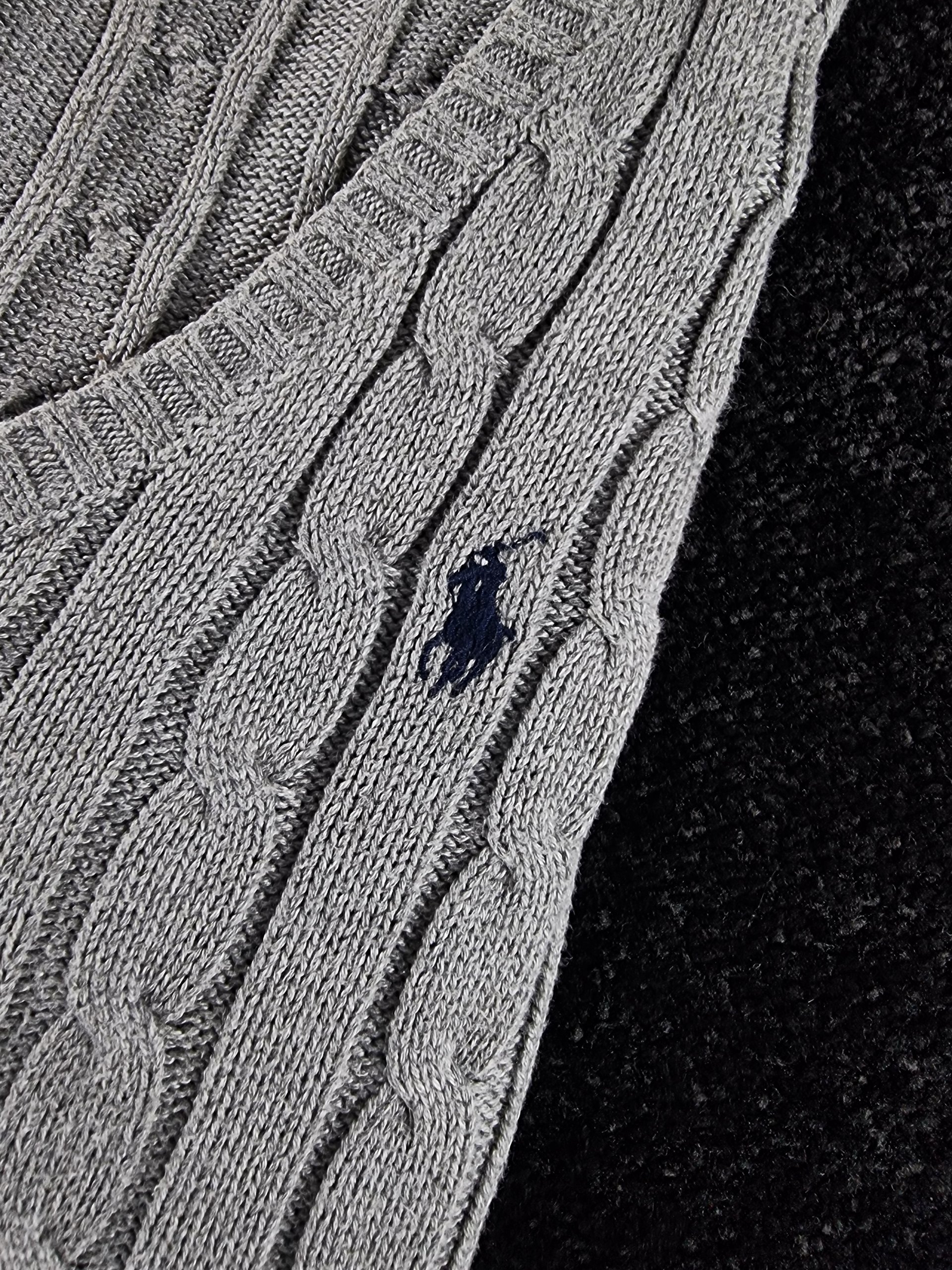 Sweater Ralph Lauren Women's L Grey Cable Knit V-Neck image 6