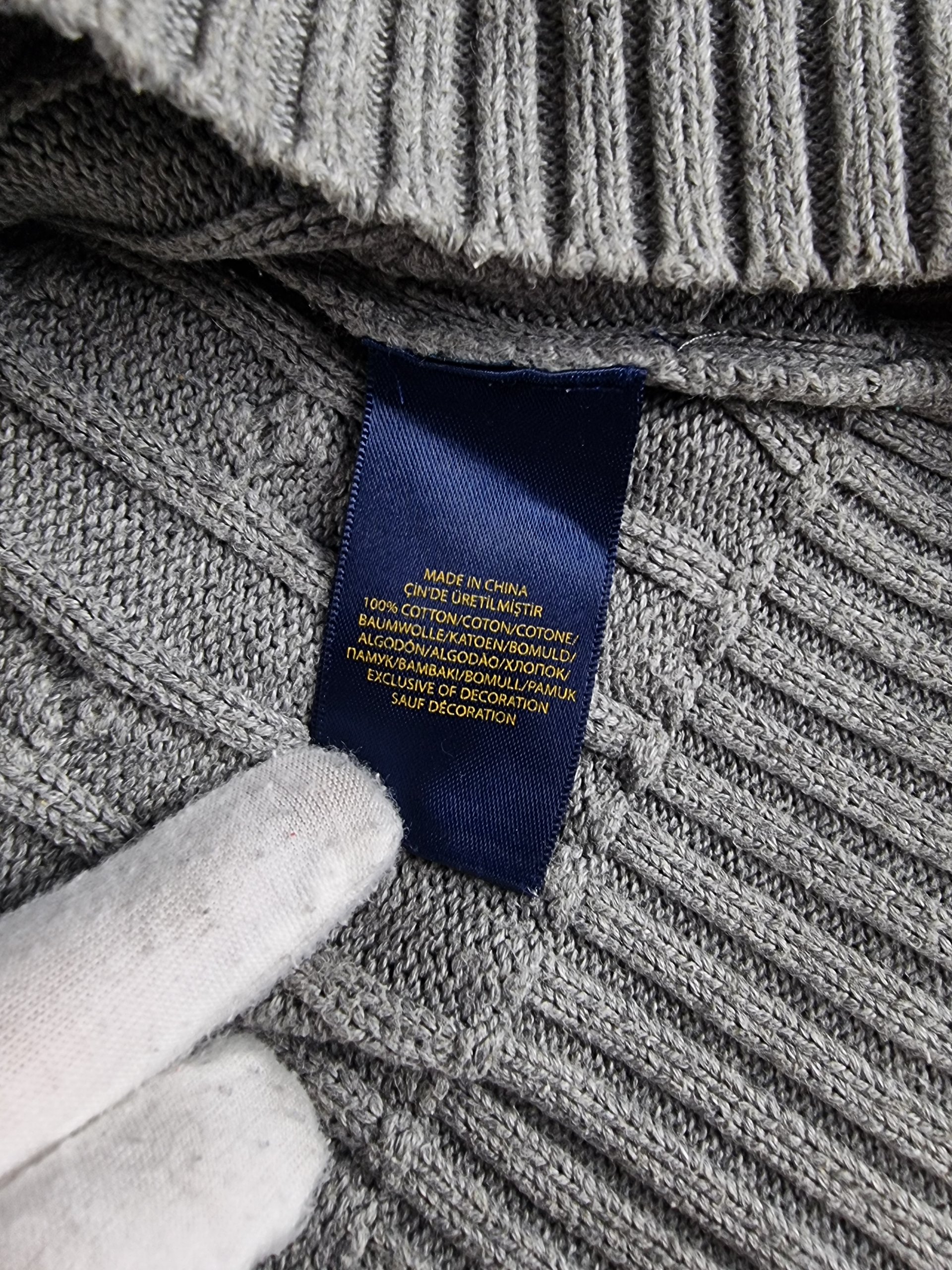 Sweater Ralph Lauren Women's L Grey Cable Knit V-Neck image 8