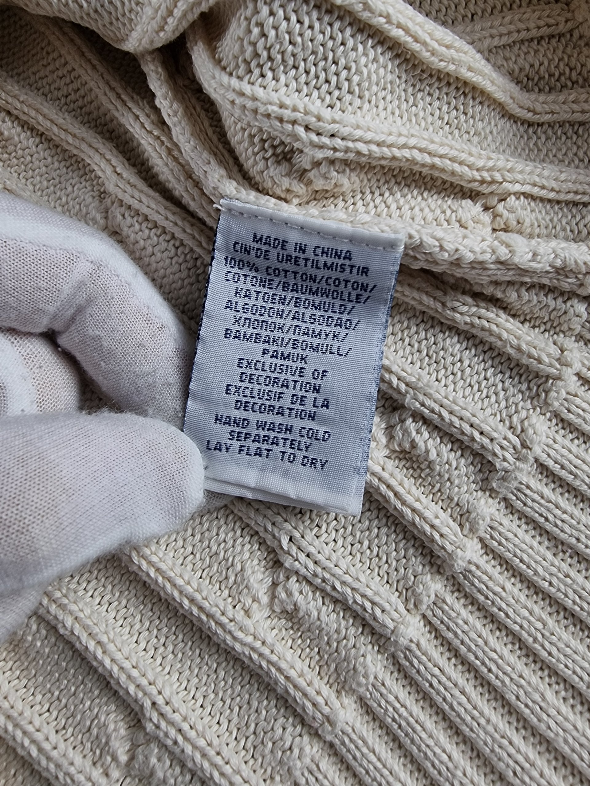Sweater Polo Ralph Lauren Women L White Cream Cable Knit image 9