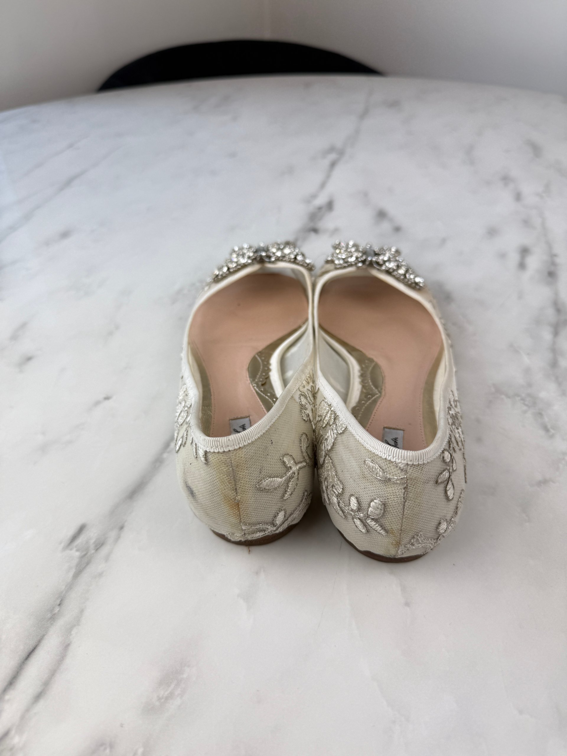 Aruna Seth Liana Ivory Floral Lace Butterfly Peep Toe Flats EU39 - UK5.5/6 image 7