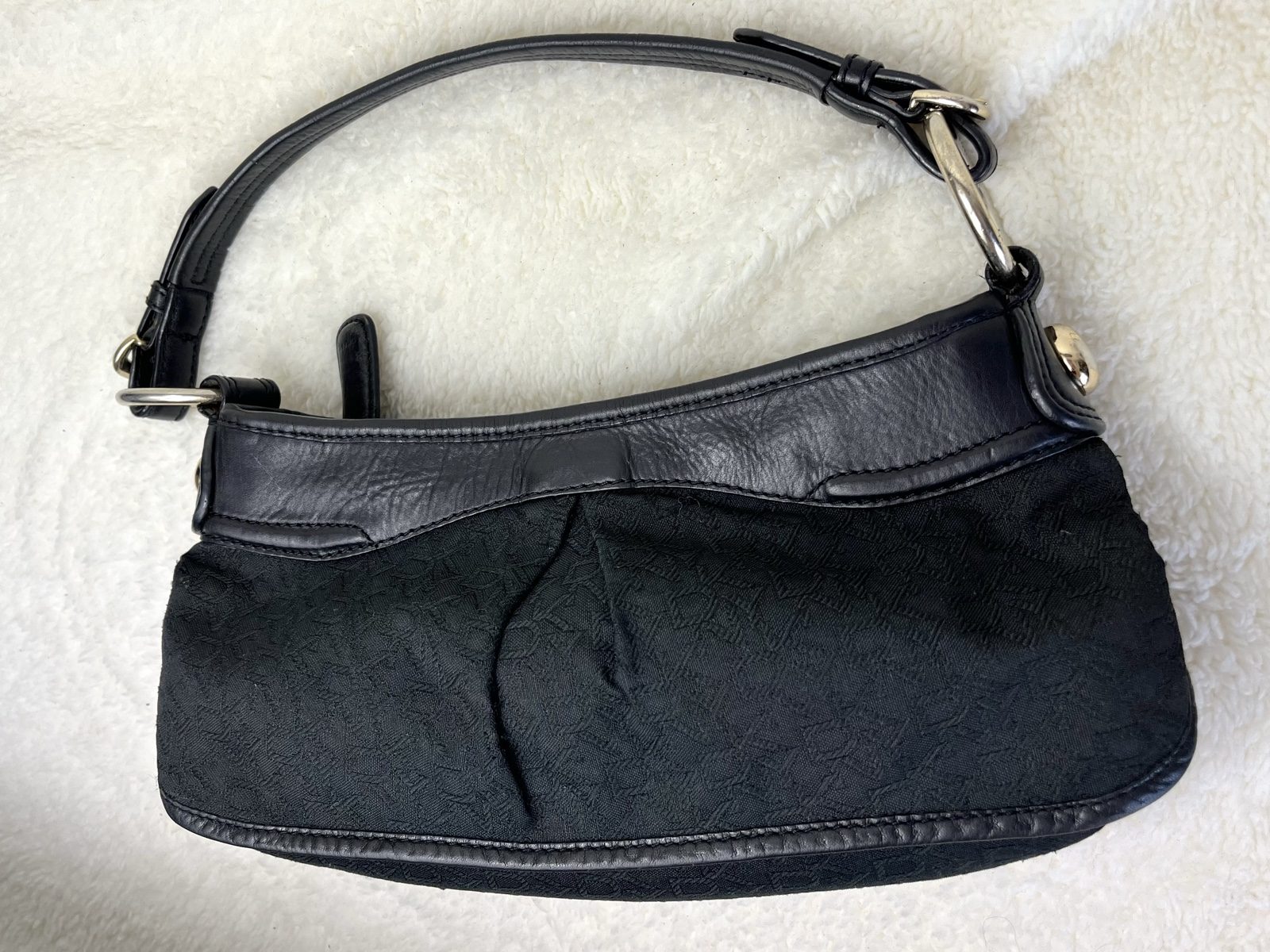 DKNY Black Leather & Jacquard Logo Mini Bag Y2K 2000s image 2