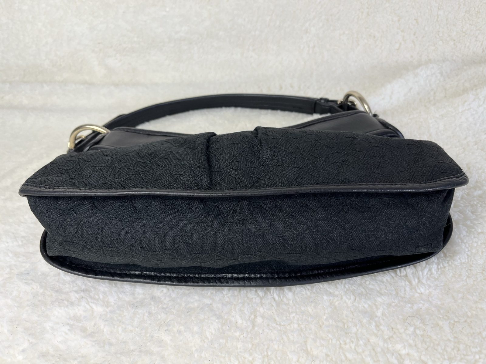 DKNY Black Leather & Jacquard Logo Mini Bag Y2K 2000s image 3
