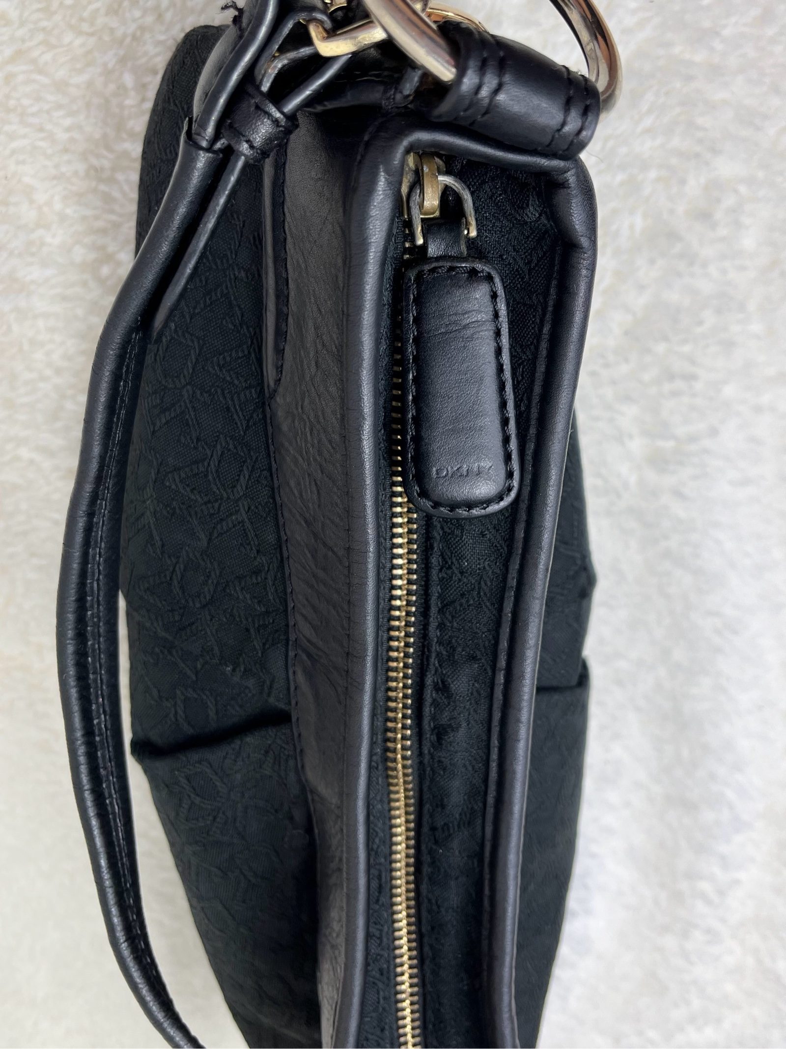 DKNY Black Leather & Jacquard Logo Mini Bag Y2K 2000s image 4