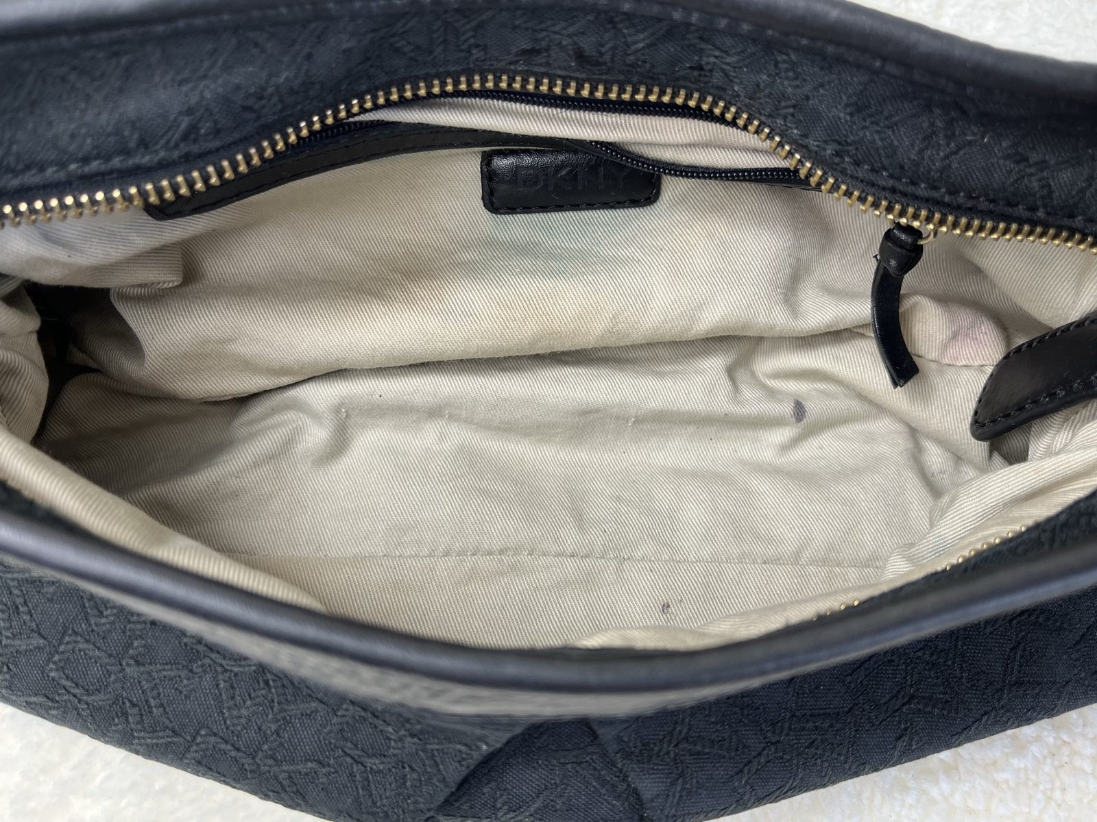 DKNY Black Leather & Jacquard Logo Mini Bag Y2K 2000s image 6