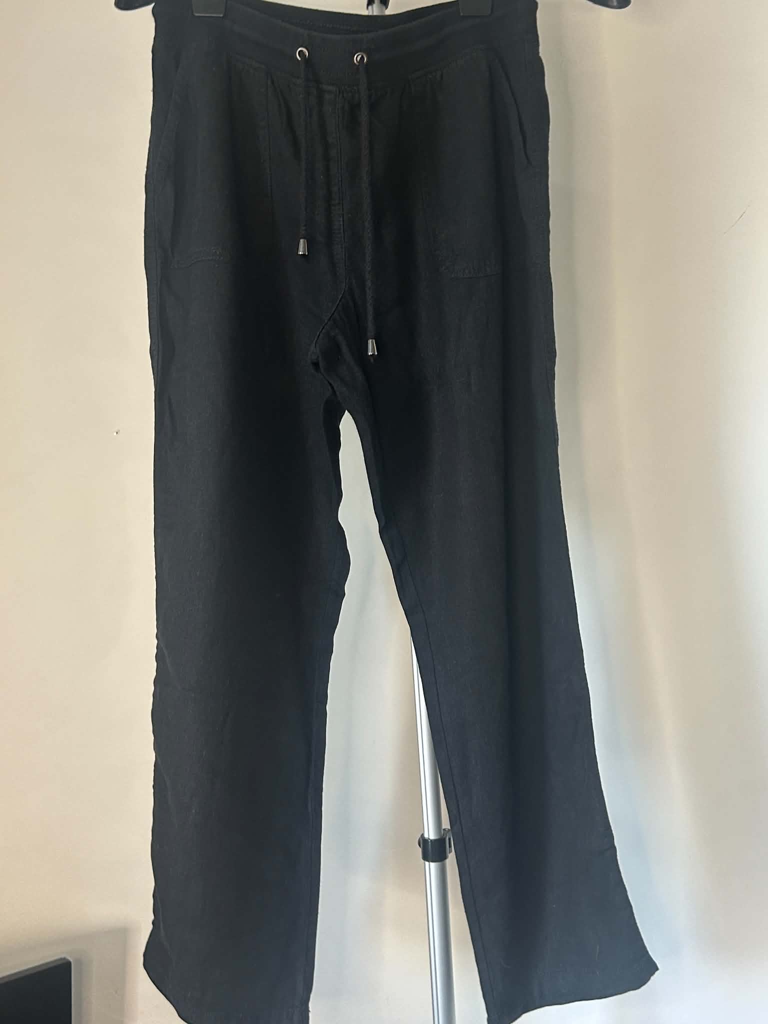 M&Co Black Petite Drawstring Linen Blend Trousers UK 12 in excellent condition