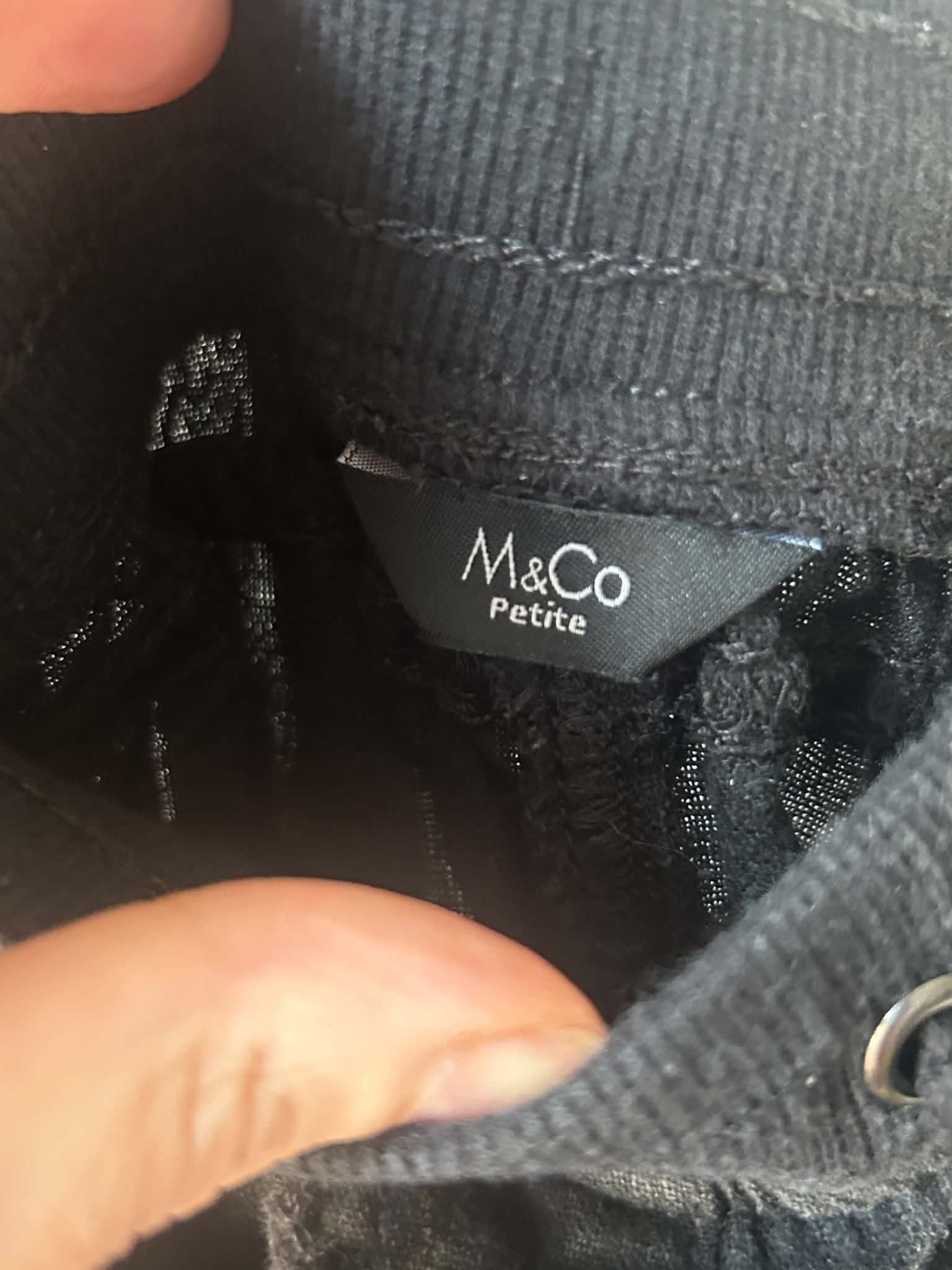 M&Co Black Petite Drawstring Linen Blend Trousers UK 12 in excellent condition image 3