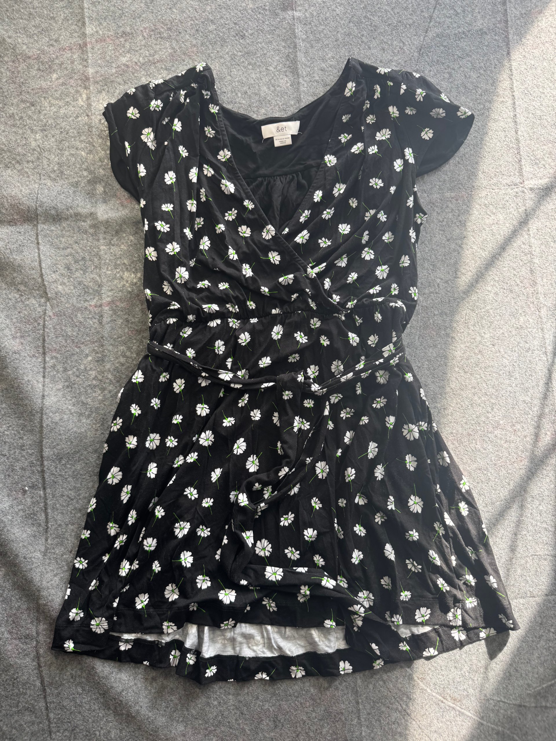 &et Black & White Floral Wrap Dress UK 16 Viscose Blend