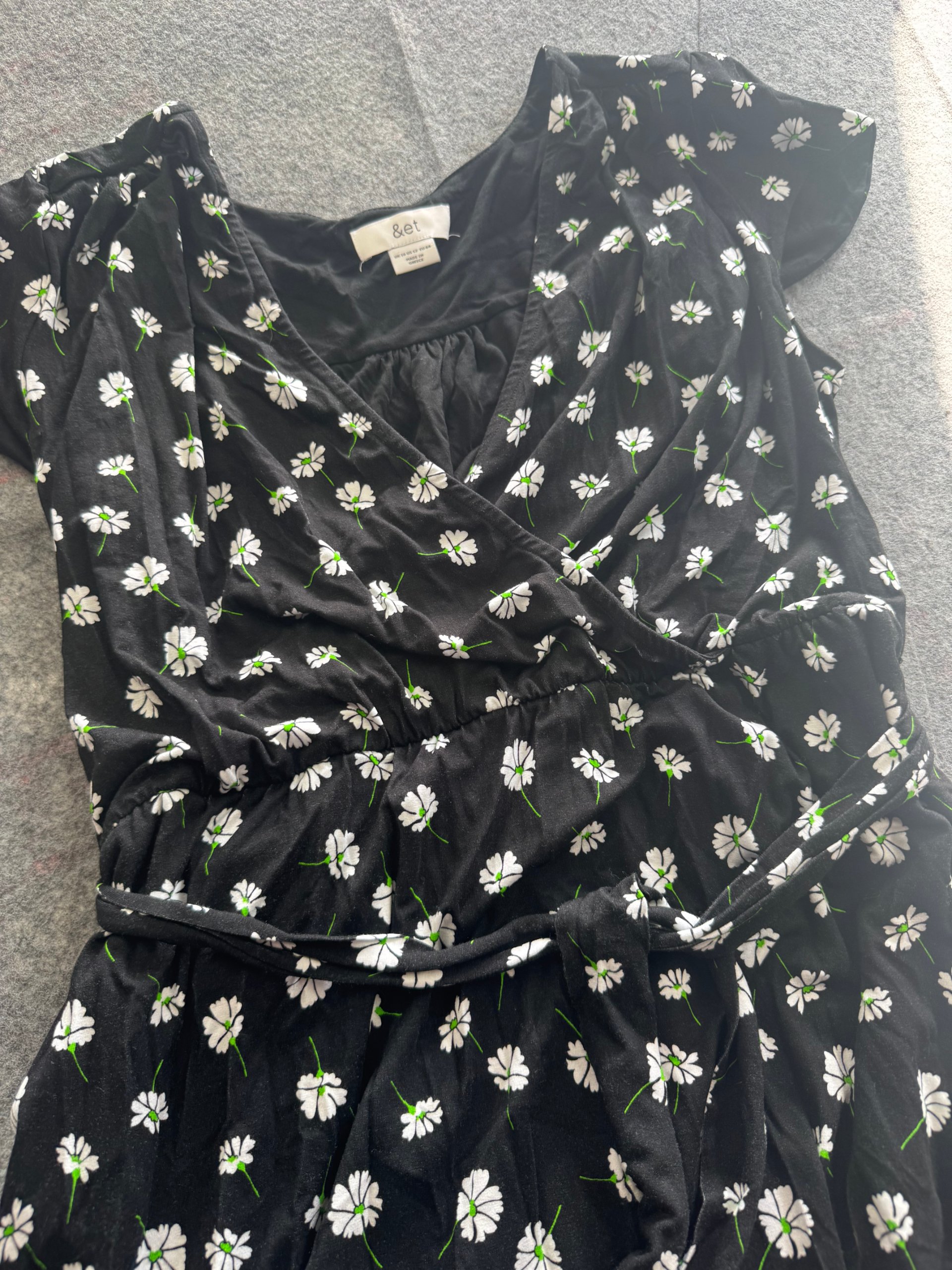 &et Black & White Floral Wrap Dress UK 16 Viscose Blend image 3