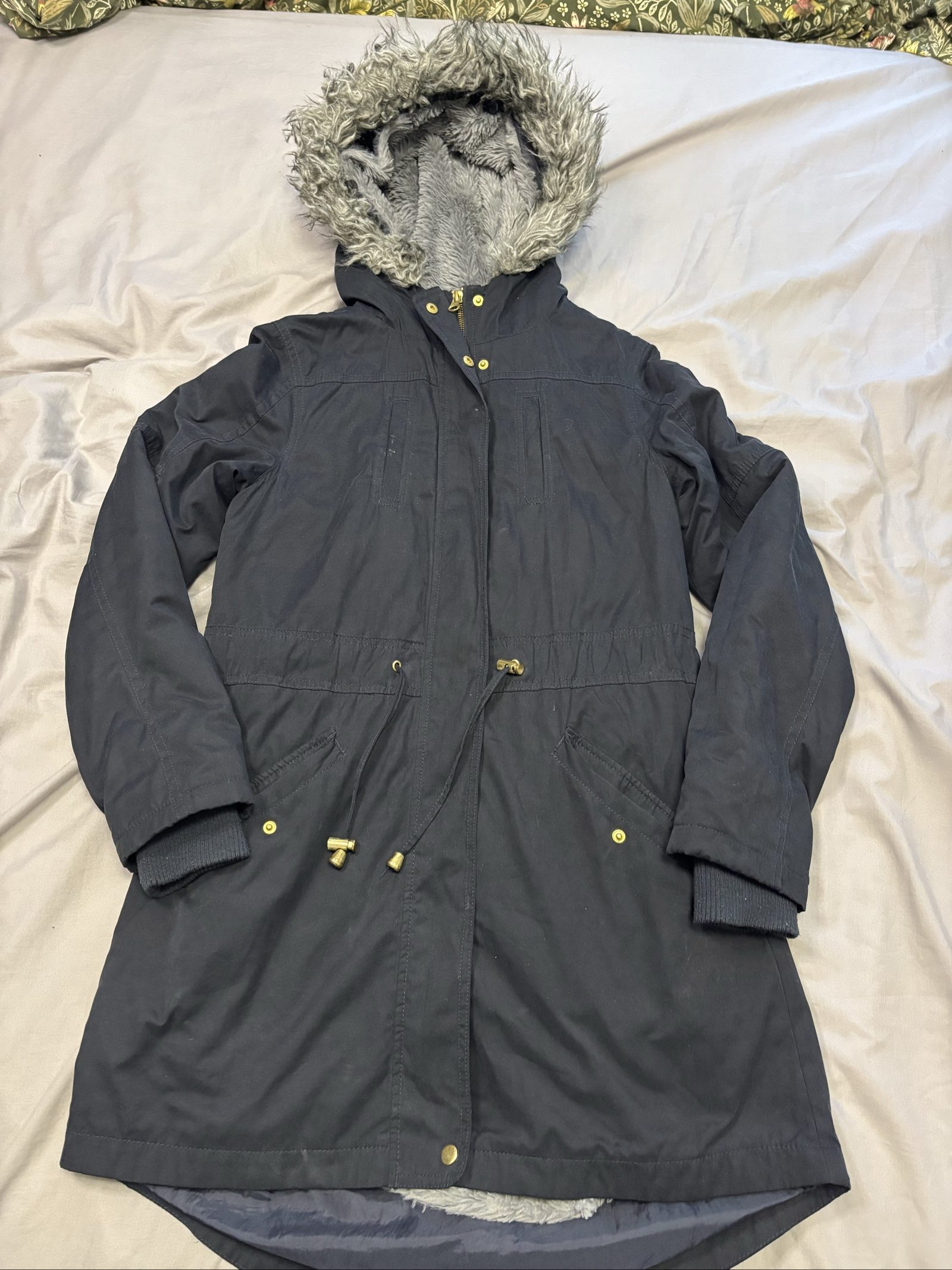 Oasis Women's Black Faux Fur Lined Parka XS