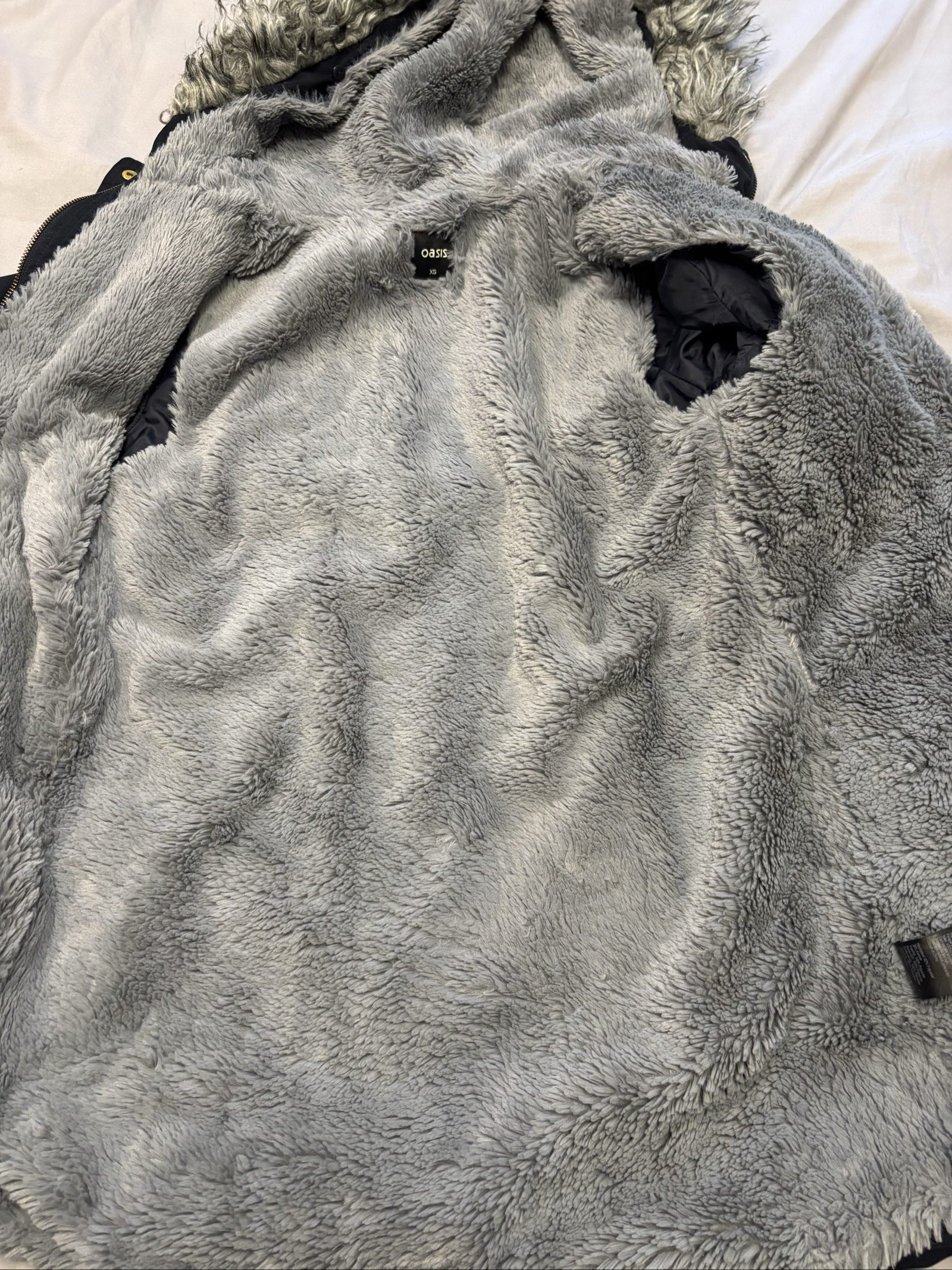 Oasis Women's Black Faux Fur Lined Parka XS image 6
