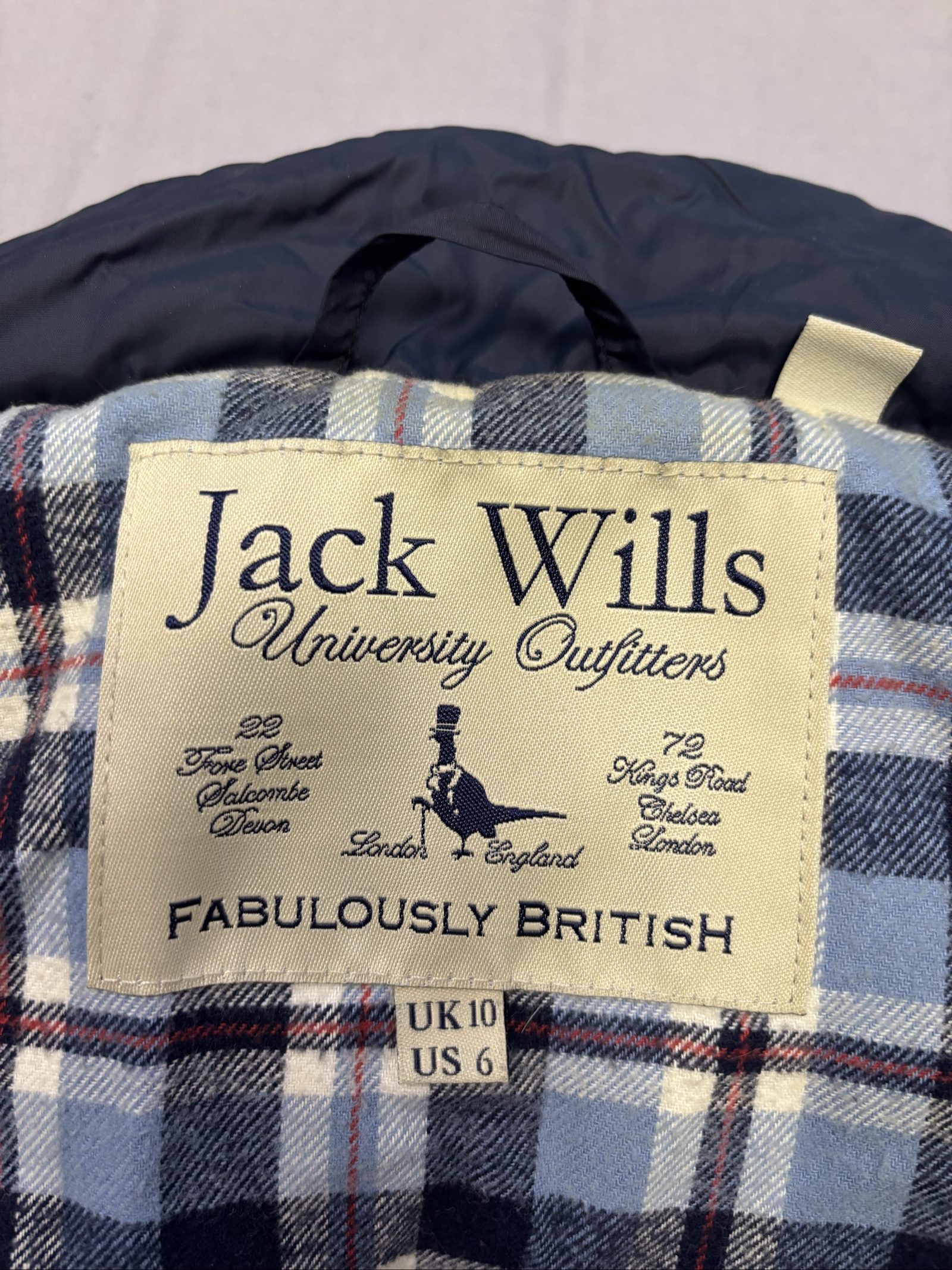 Jack Wills Navy Puffer Gilet UK 10 Womens Detachable Faux Fur Hood image 5