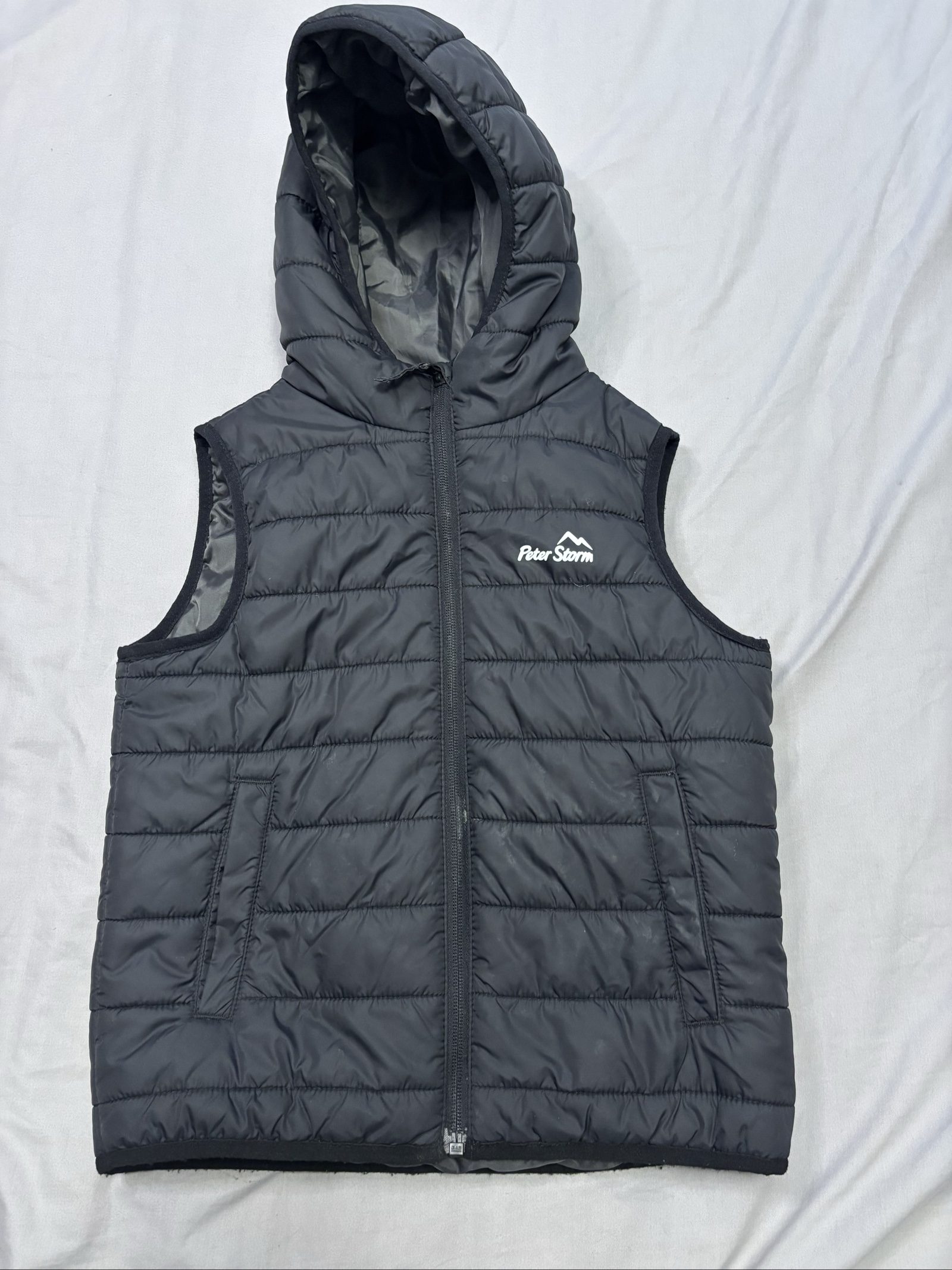 Peter Storm Black Hooded Puffer Gilet Kids 7-8