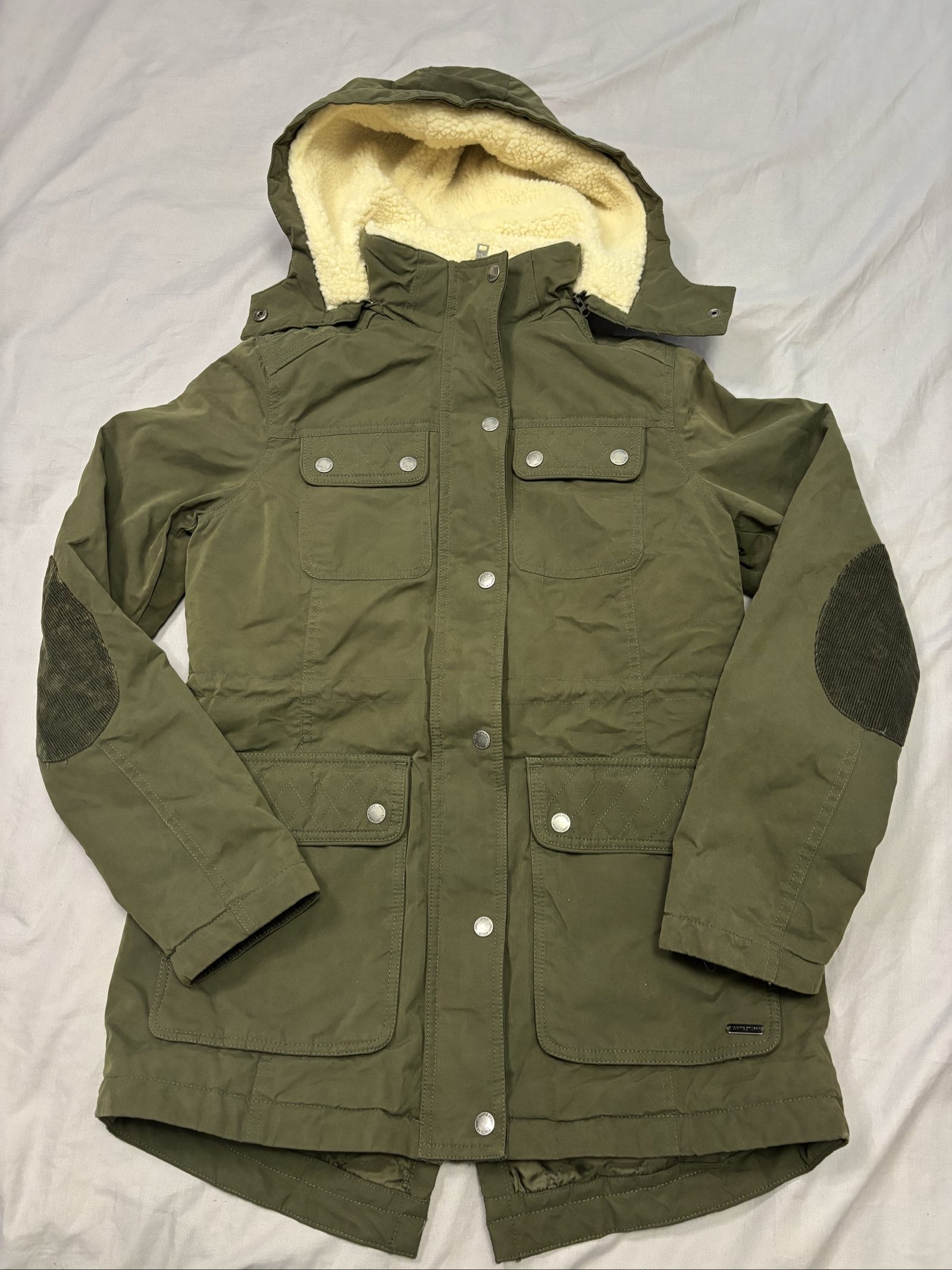 White Stuff Women's Olive Green Fleece Lined Parka UK 10