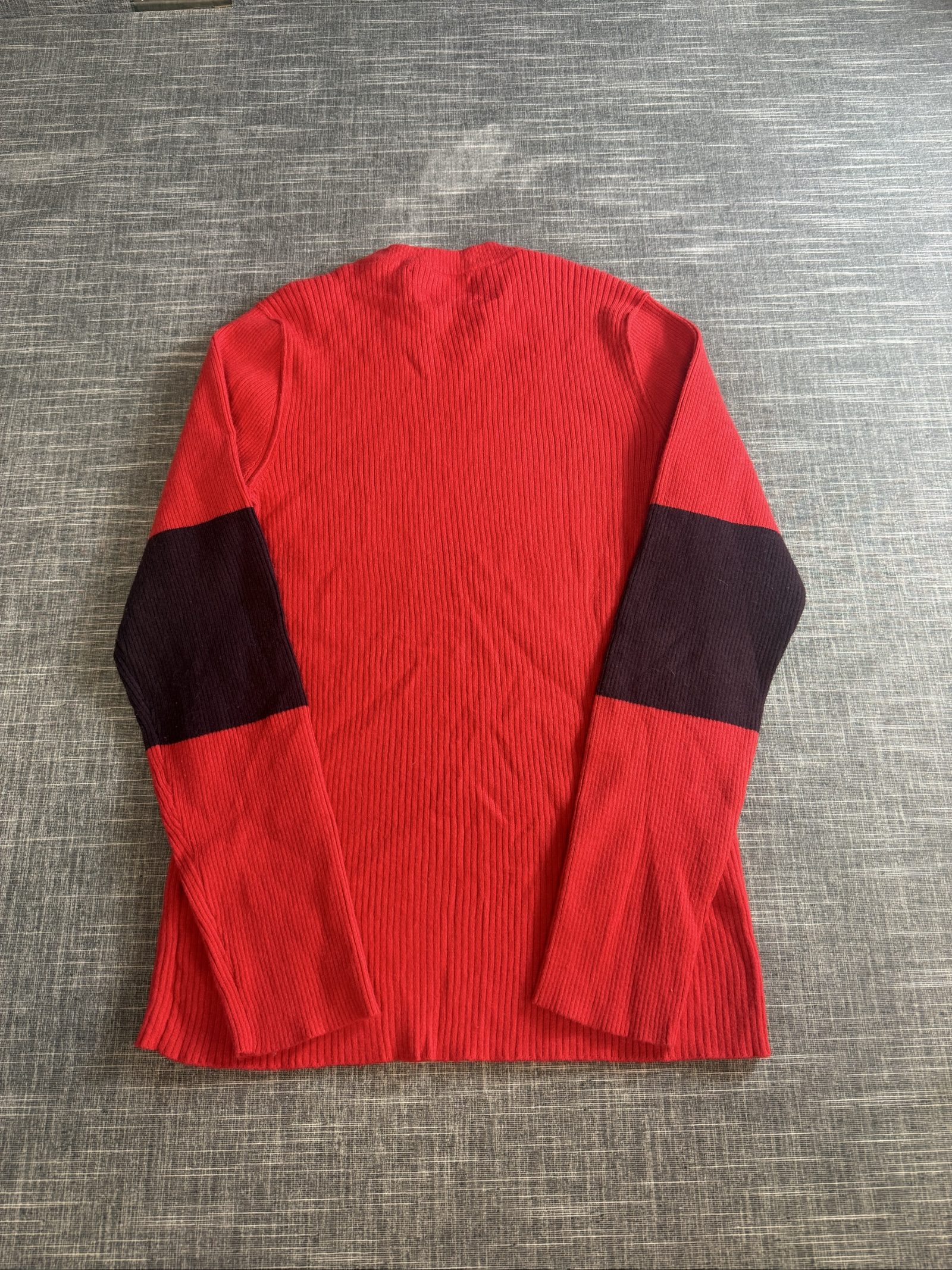 Calvin Klein Jeans Women’s Ribbed Knit Colourblock Sweater L Red Black image 4