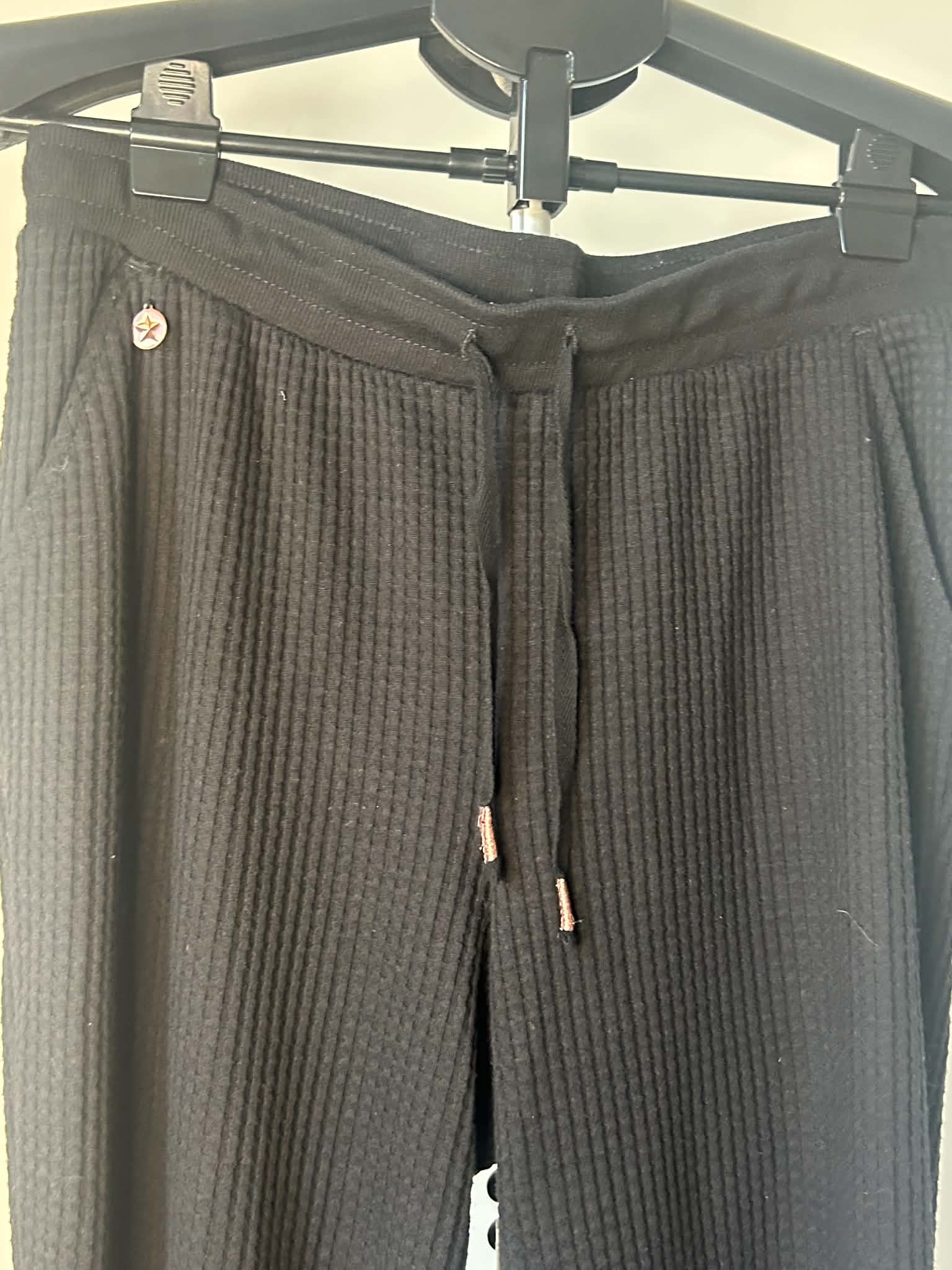 Next Women's Black Textured Joggers UK 12 Petite Cotton Polyester image 2