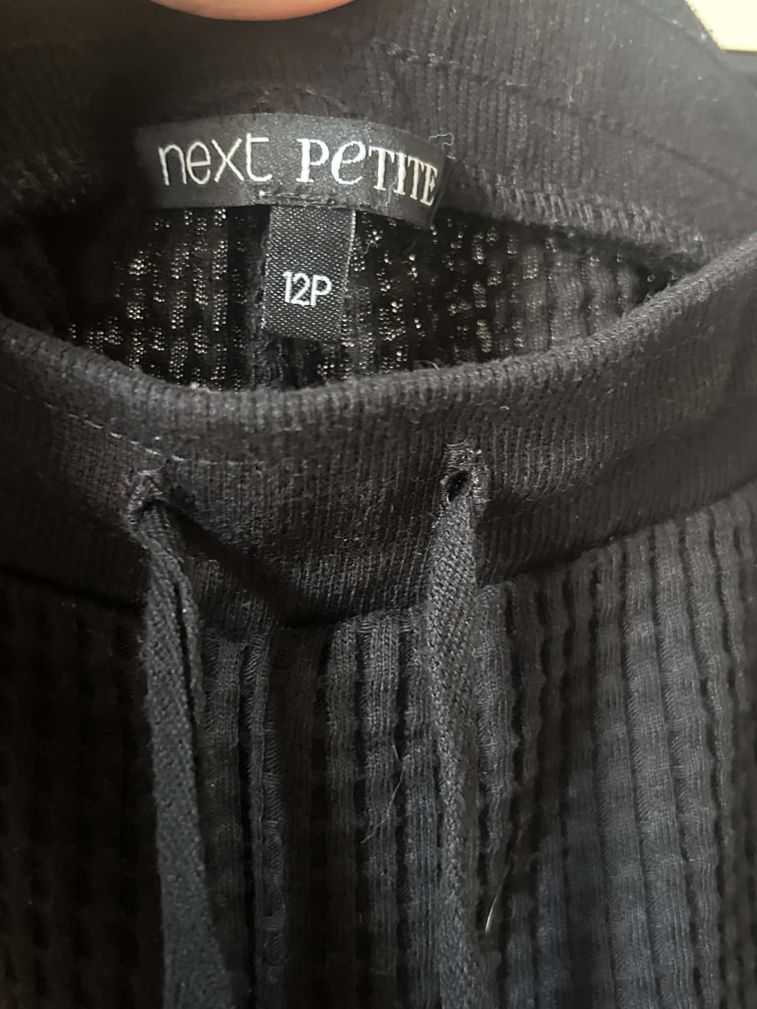 Next Women's Black Textured Joggers UK 12 Petite Cotton Polyester image 3