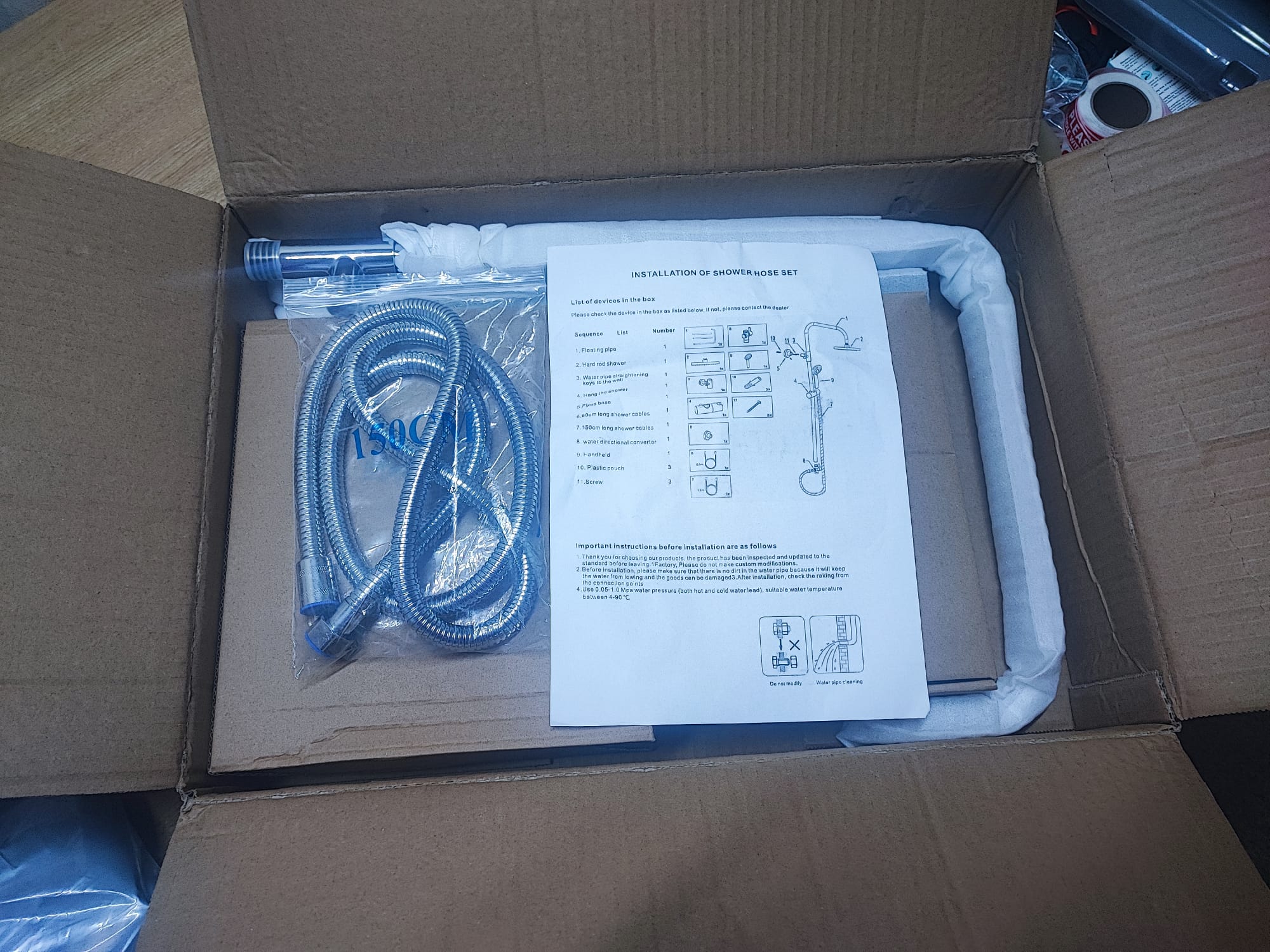 Hibbent 10" Rainfall Shower Riser Rail Kit + 3-Mode Handheld Shower – Chrome image 2