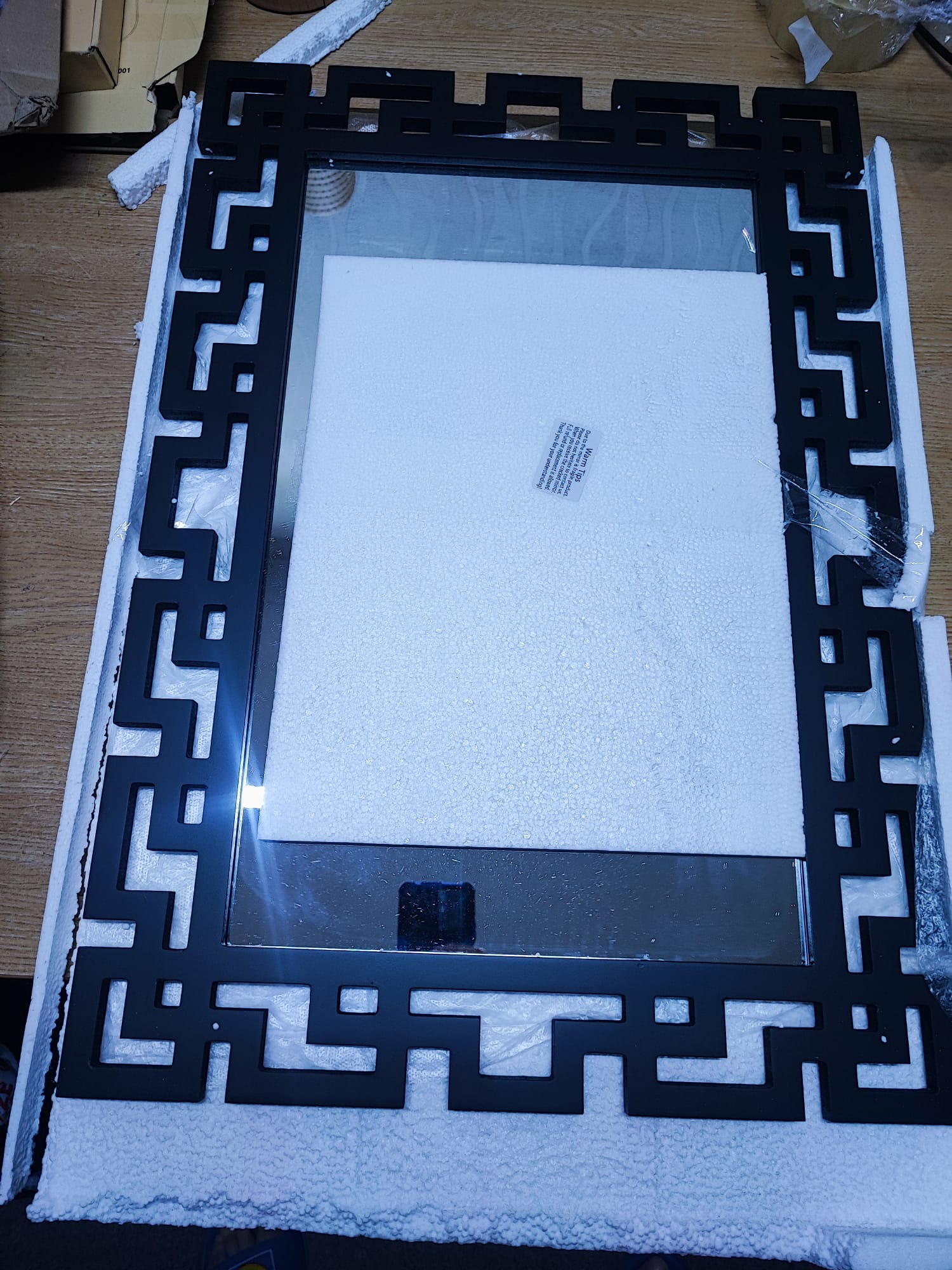 Large Black Decorative Wall Mirror 65 x 45cm – Geometric Frame image 3