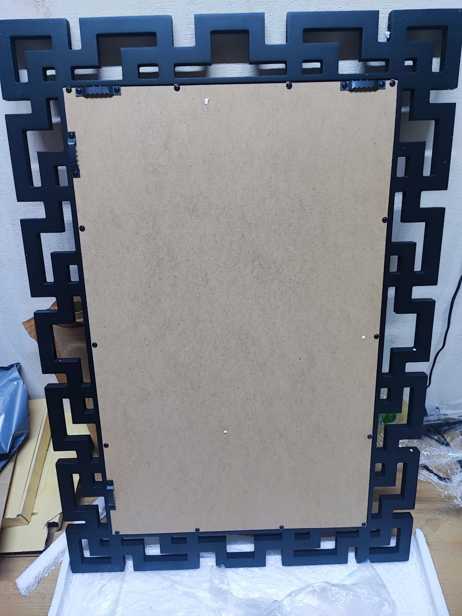 Large Black Decorative Wall Mirror 65 x 45cm – Geometric Frame image 4