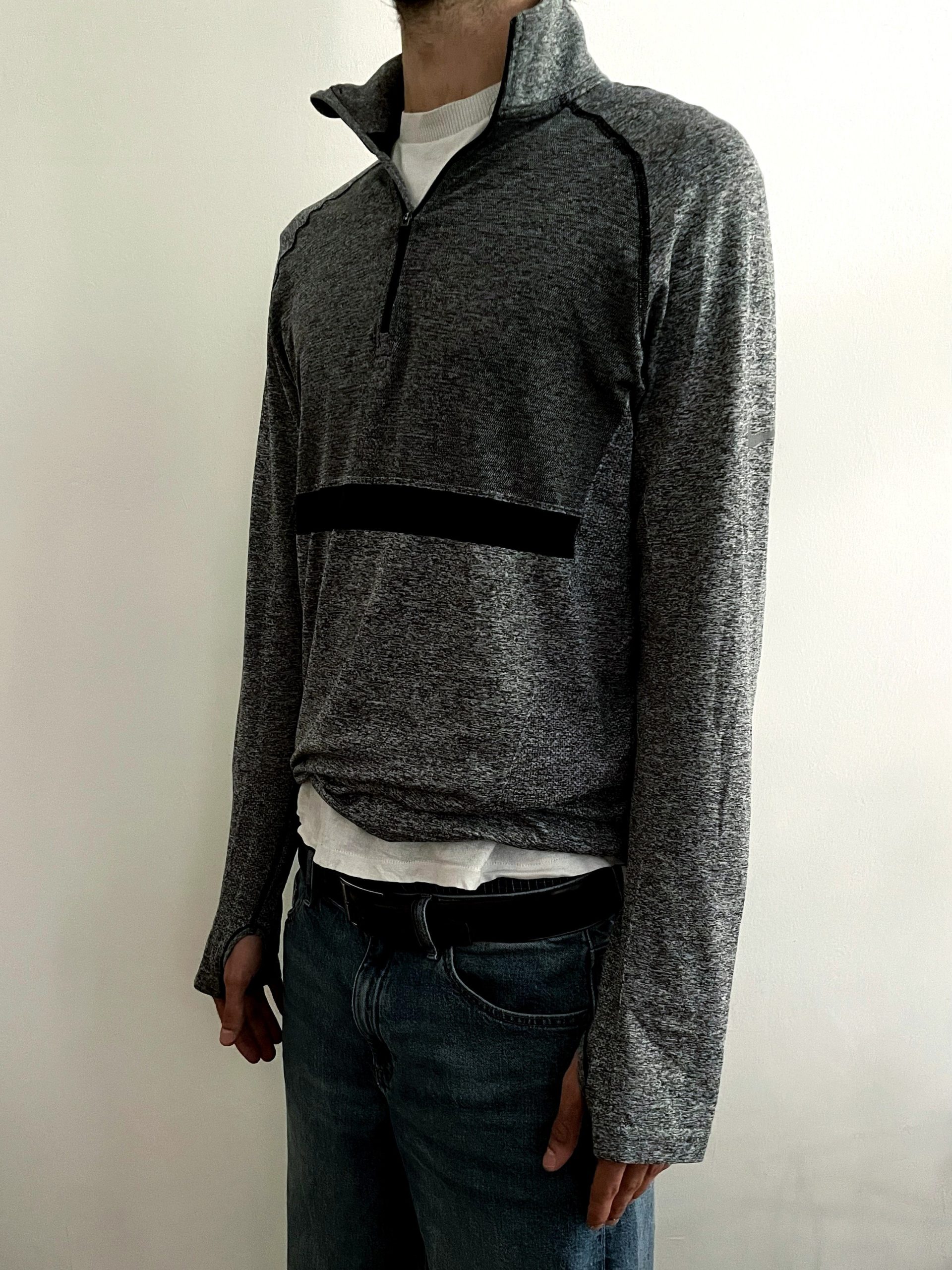 Nike Dri-fit Half Zip Running Longsleeve Grey Melange M image 3