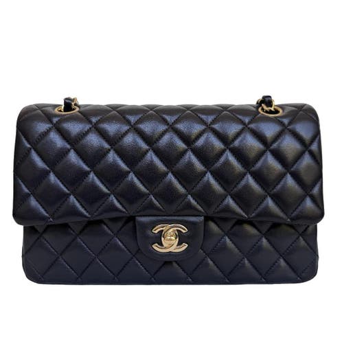Chanel medium double flap lamsleer goud hardware origineel