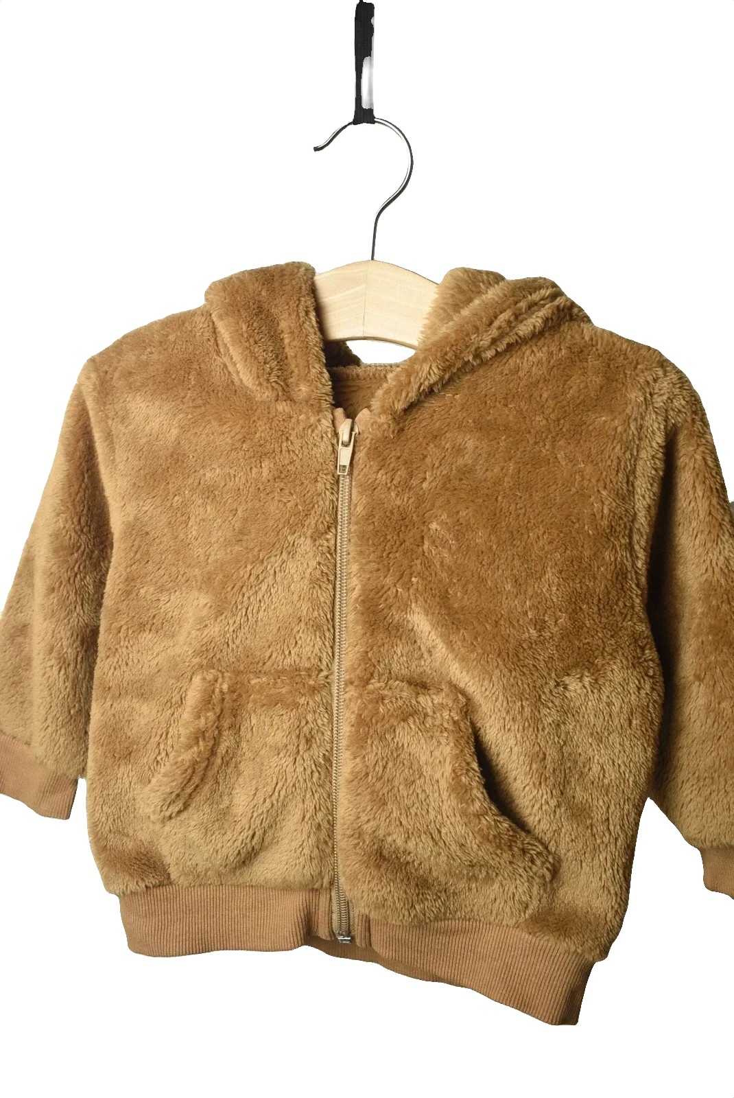 Baby Teddy Fleece Zip Up Hoodie with Bear Ears Brown 9-12 Months image 3