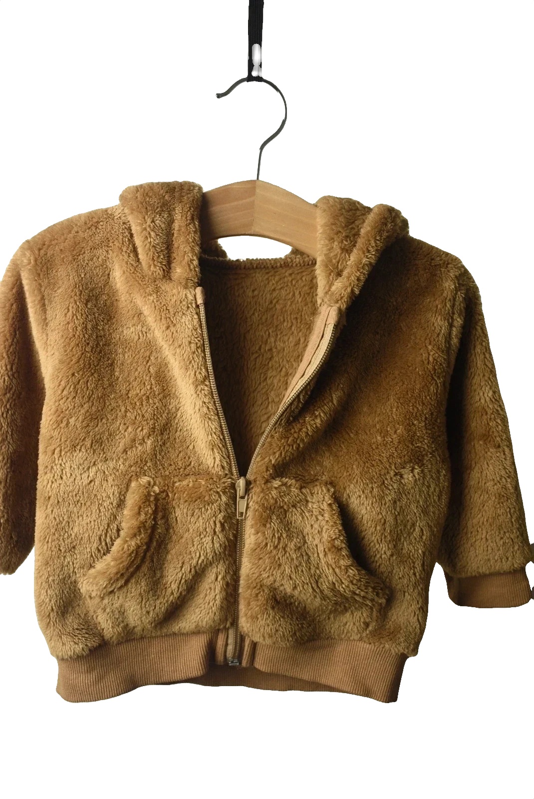 Baby Teddy Fleece Zip Up Hoodie with Bear Ears Brown 9-12 Months image 4