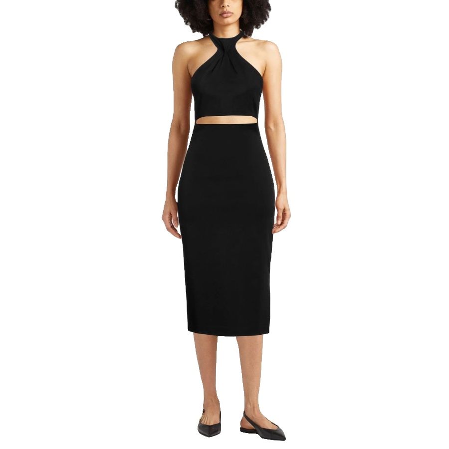 New GAUGE81 Black Abile Cut-Out Halter Midi Dress Size L image 2