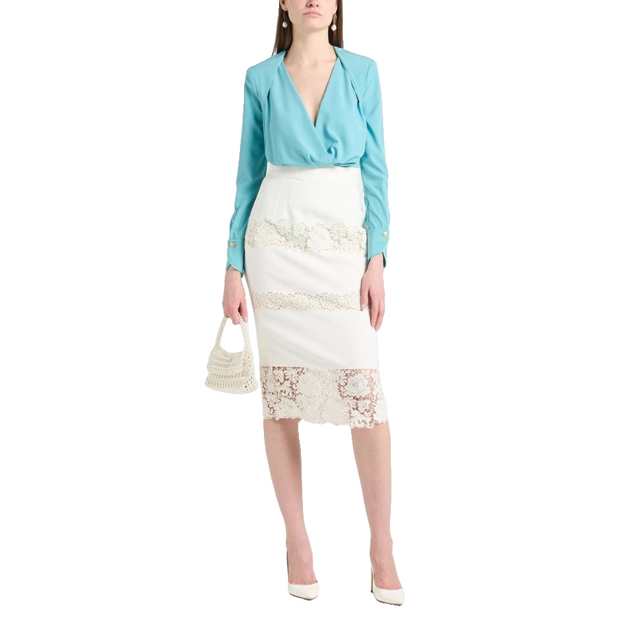 New Elisabetta Franchi Wrap Bodysuit Top Blouse Light Teal / Mint Size S image 2