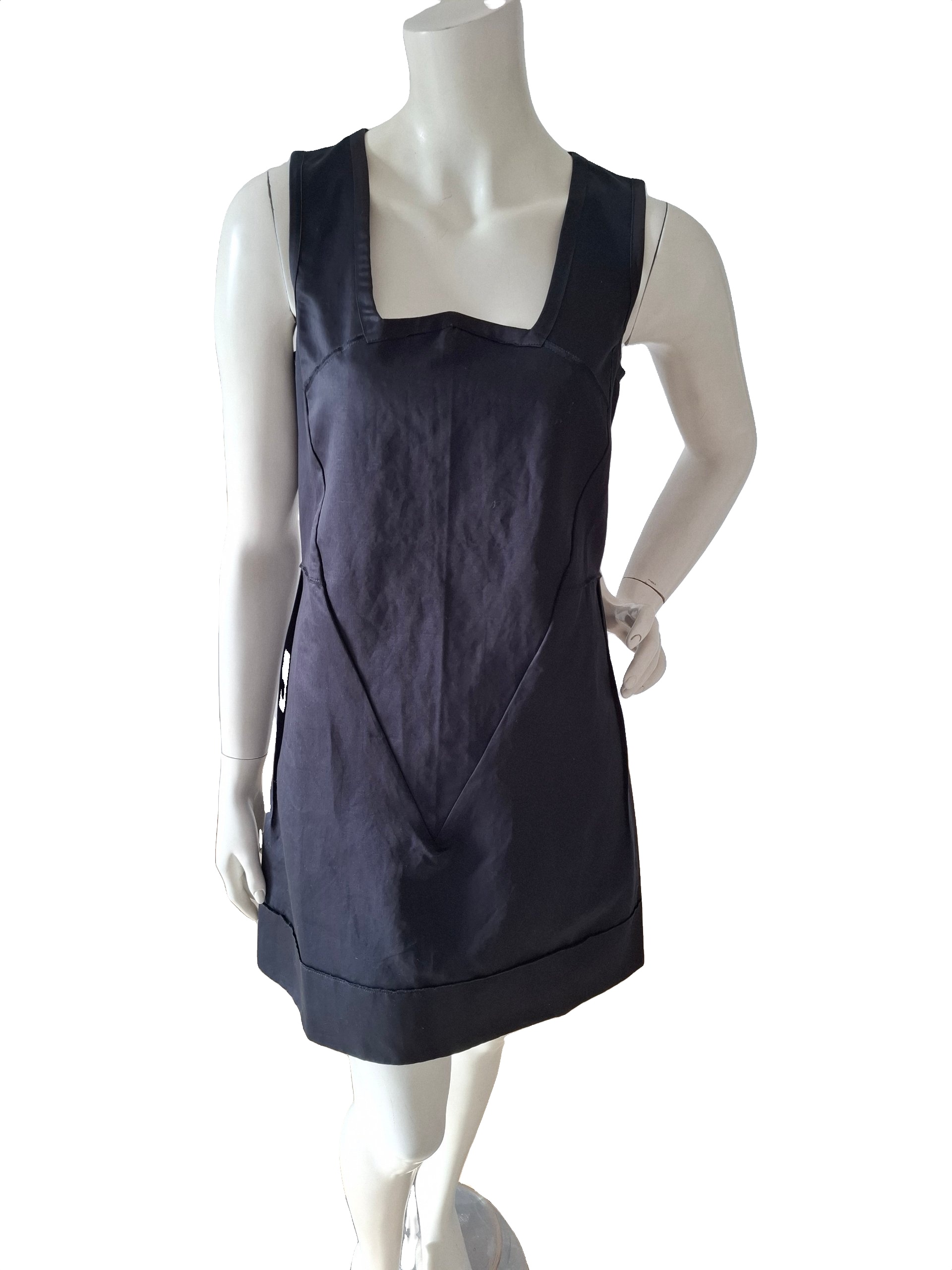 New Marithé + François Girbaud Mini Pinafore Dress Dark Grey / Black Size M