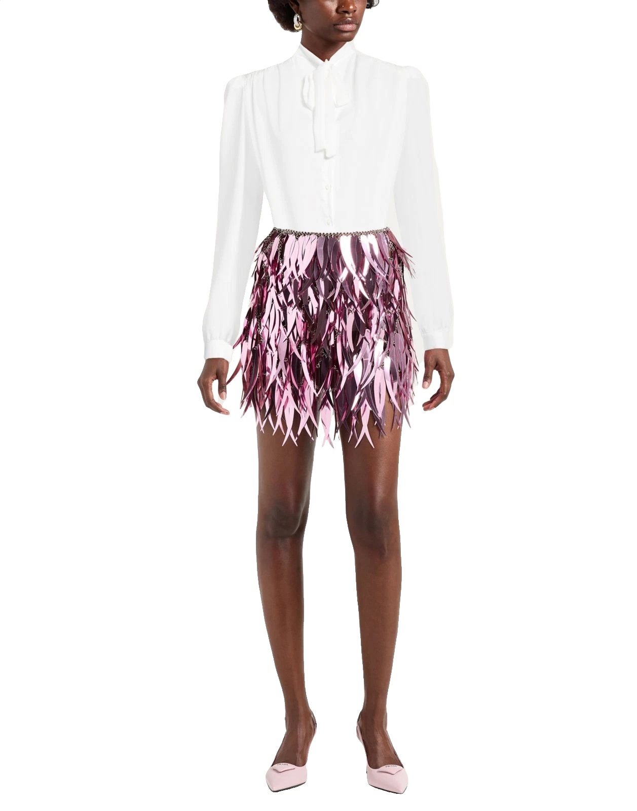CRISTINAEFFE Women White Pussy Bow Silk Blouse Size 40 image 2