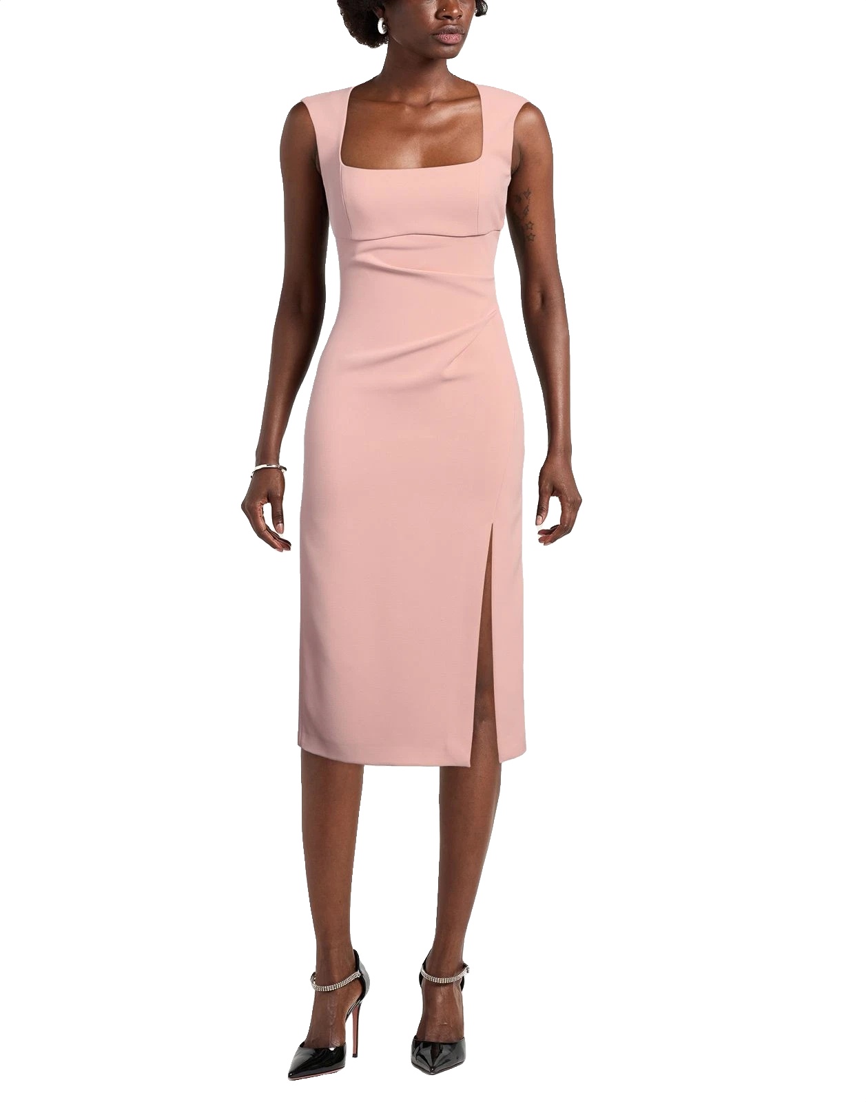New PINKO Pink Square Neck Midi Dress Size XS image 2