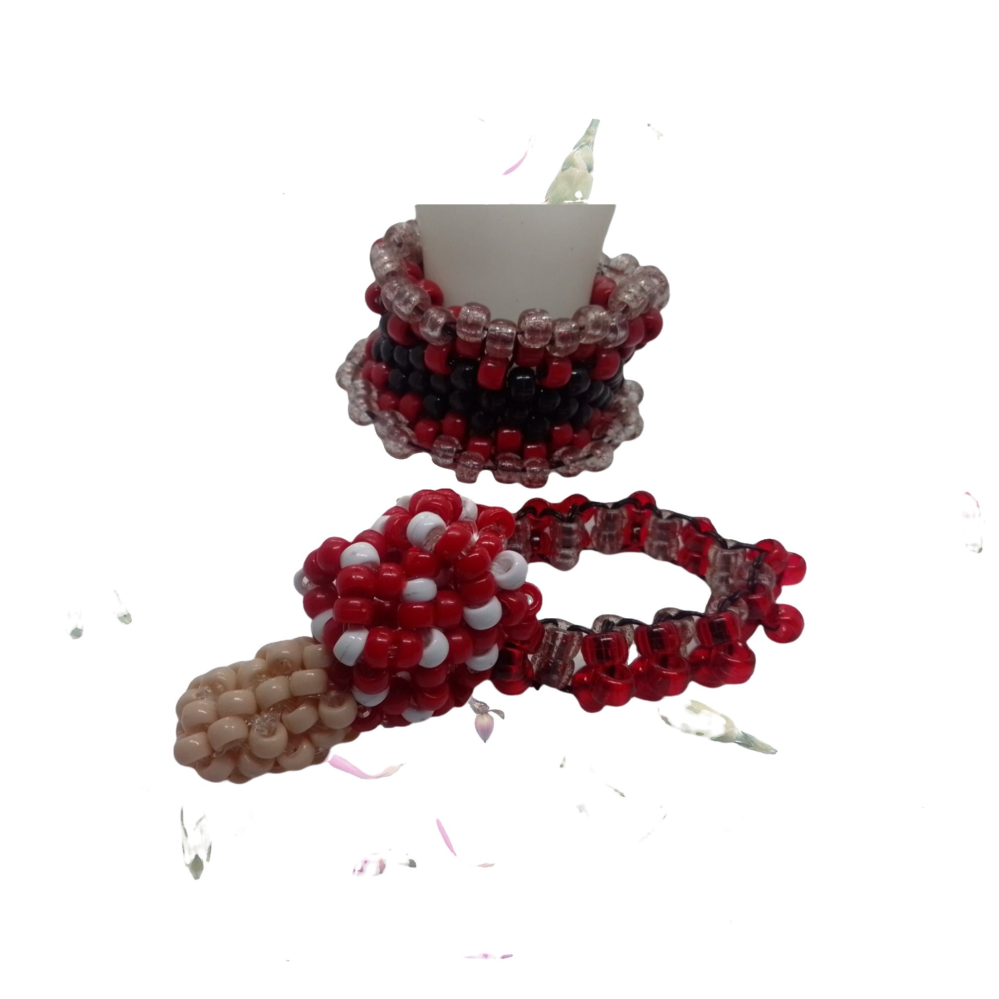 Kandi Rotating Bracelet Cuff, Red Mushroom Charm image 4