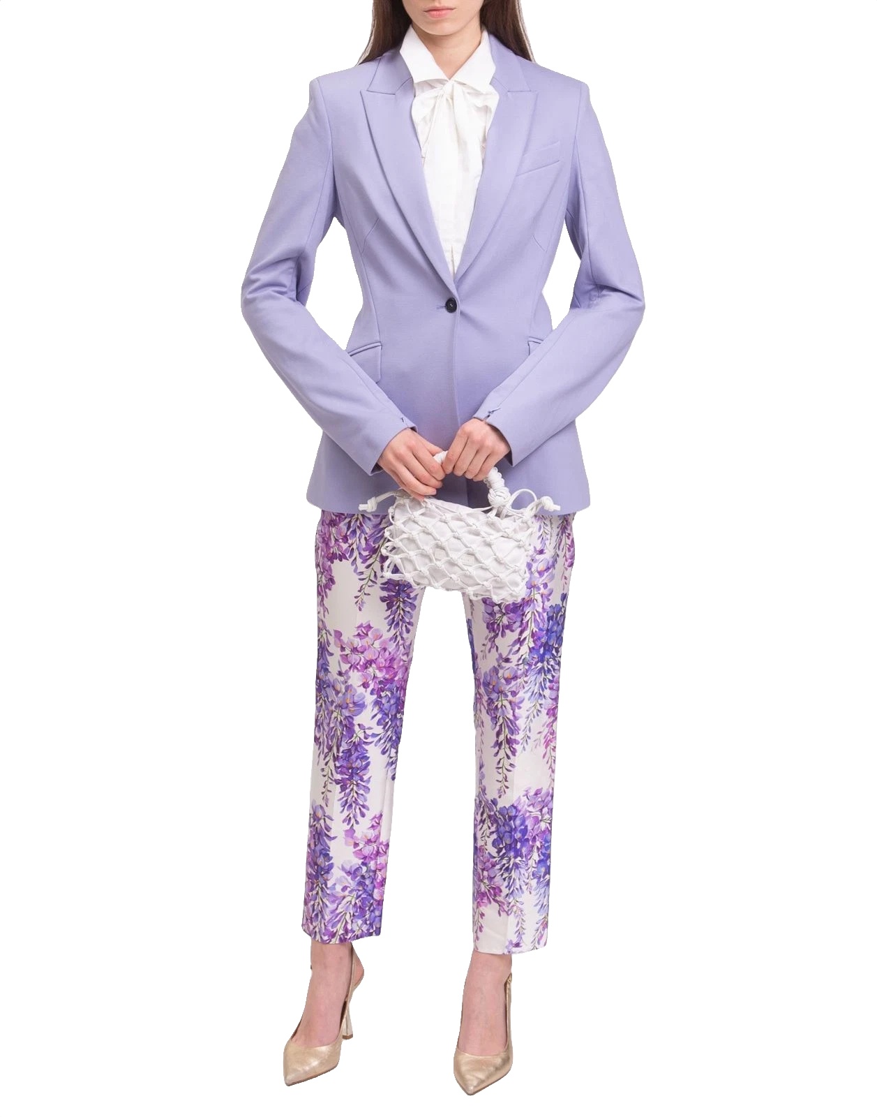 New Karl Lagerfeld Lavender Lilac Punto Single Button Blazer Size S image 7