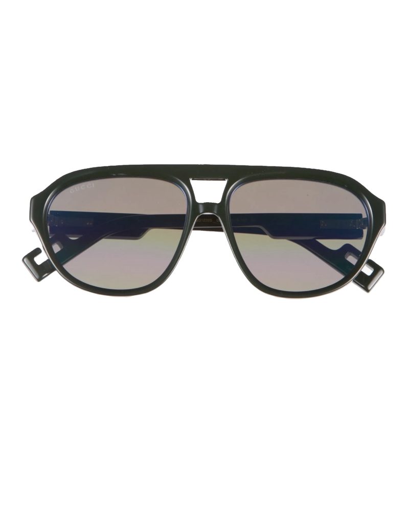 Gucci Green Grey Aviator Sunglasses 58mm Medium