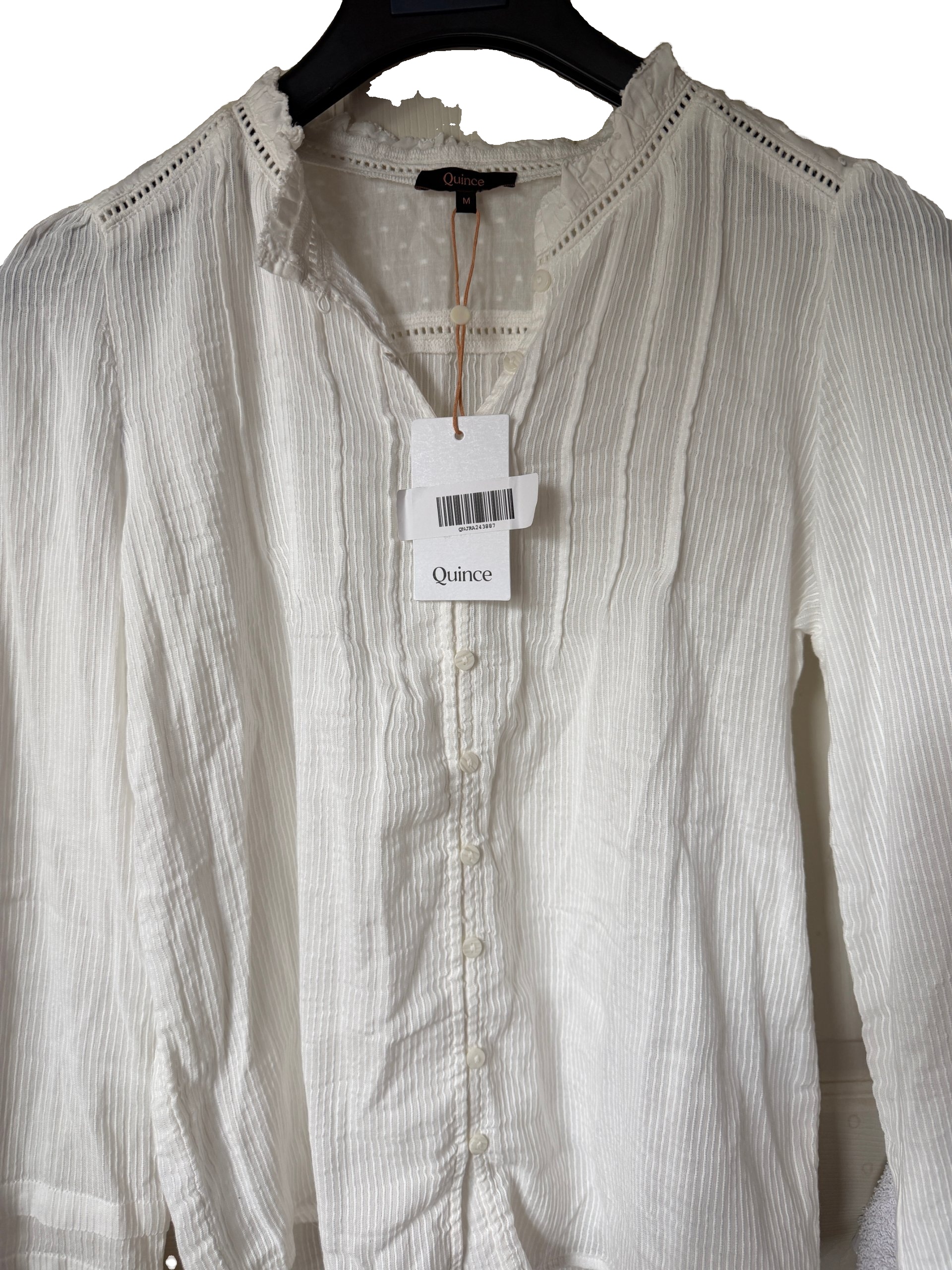 Quince - NWT Women's White Organic Cotton Peasant Blouse - Size Medium