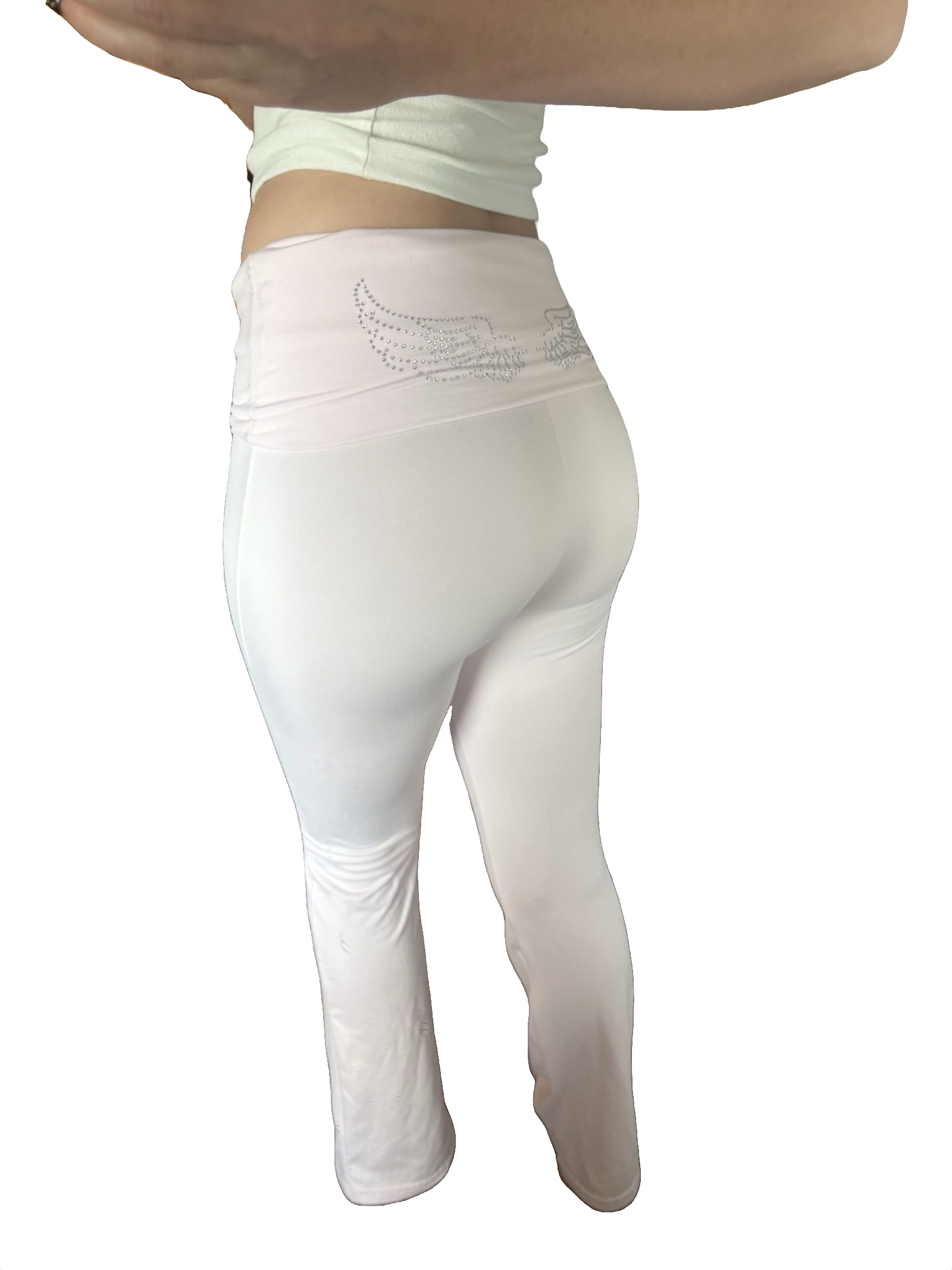 Pink Women's Stretch Wing Rhinestone Yoga Pants M image 3