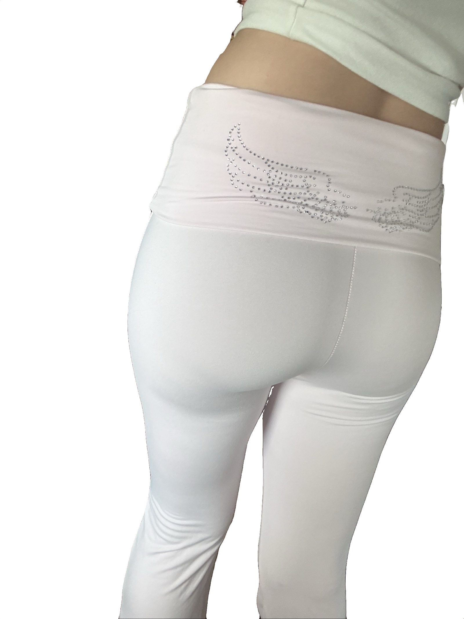 Pink Women's Stretch Wing Rhinestone Yoga Pants M image 4