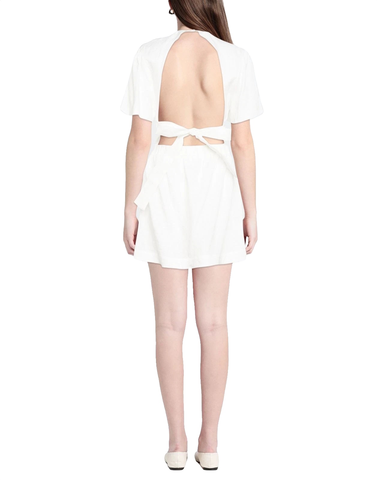 New SIR. The Label White Organic Linen Open Back Mini Dress Size L image 9