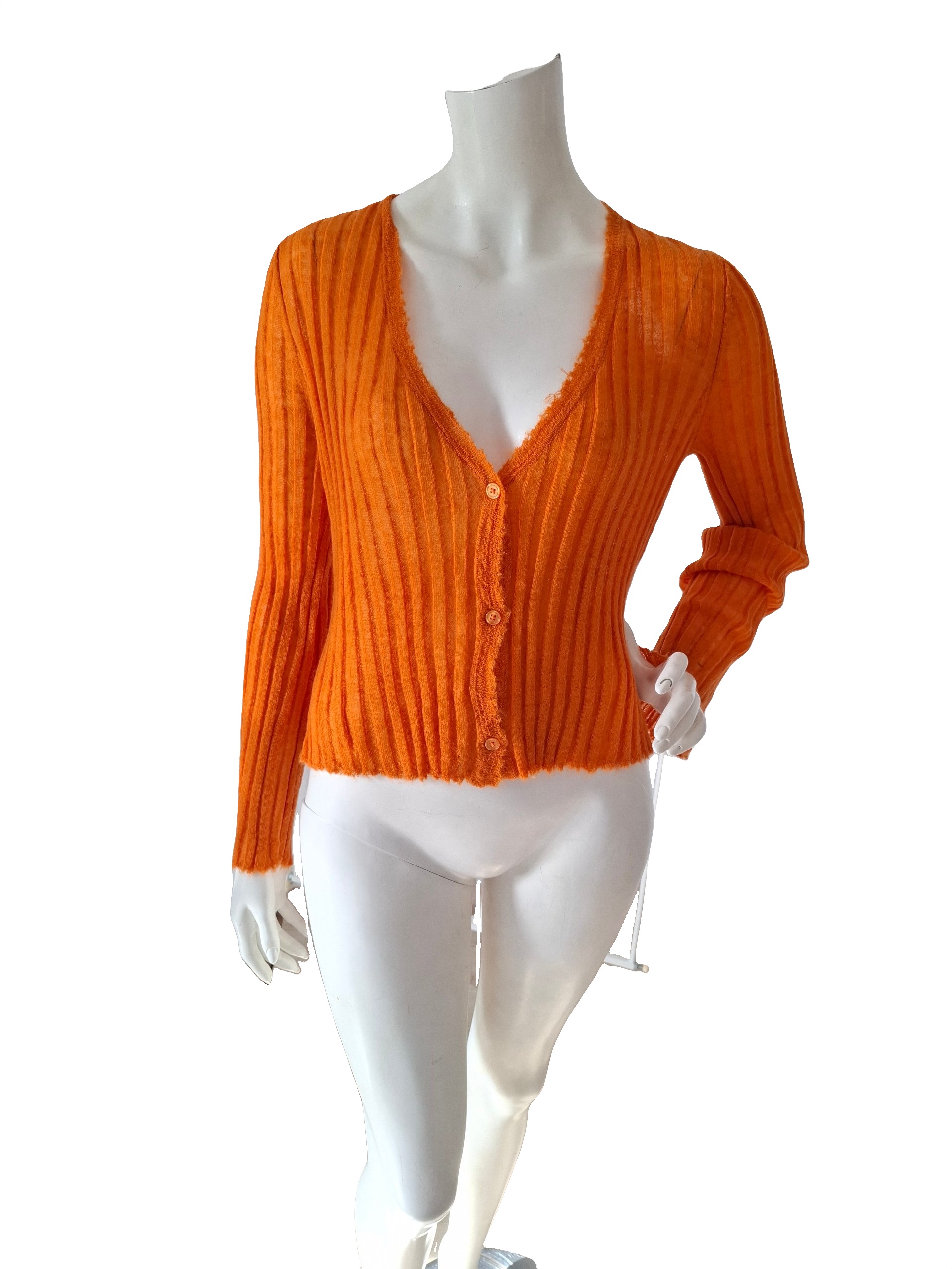 New Mes Demoiselles Orange Mohair Blend Cardigan Size S