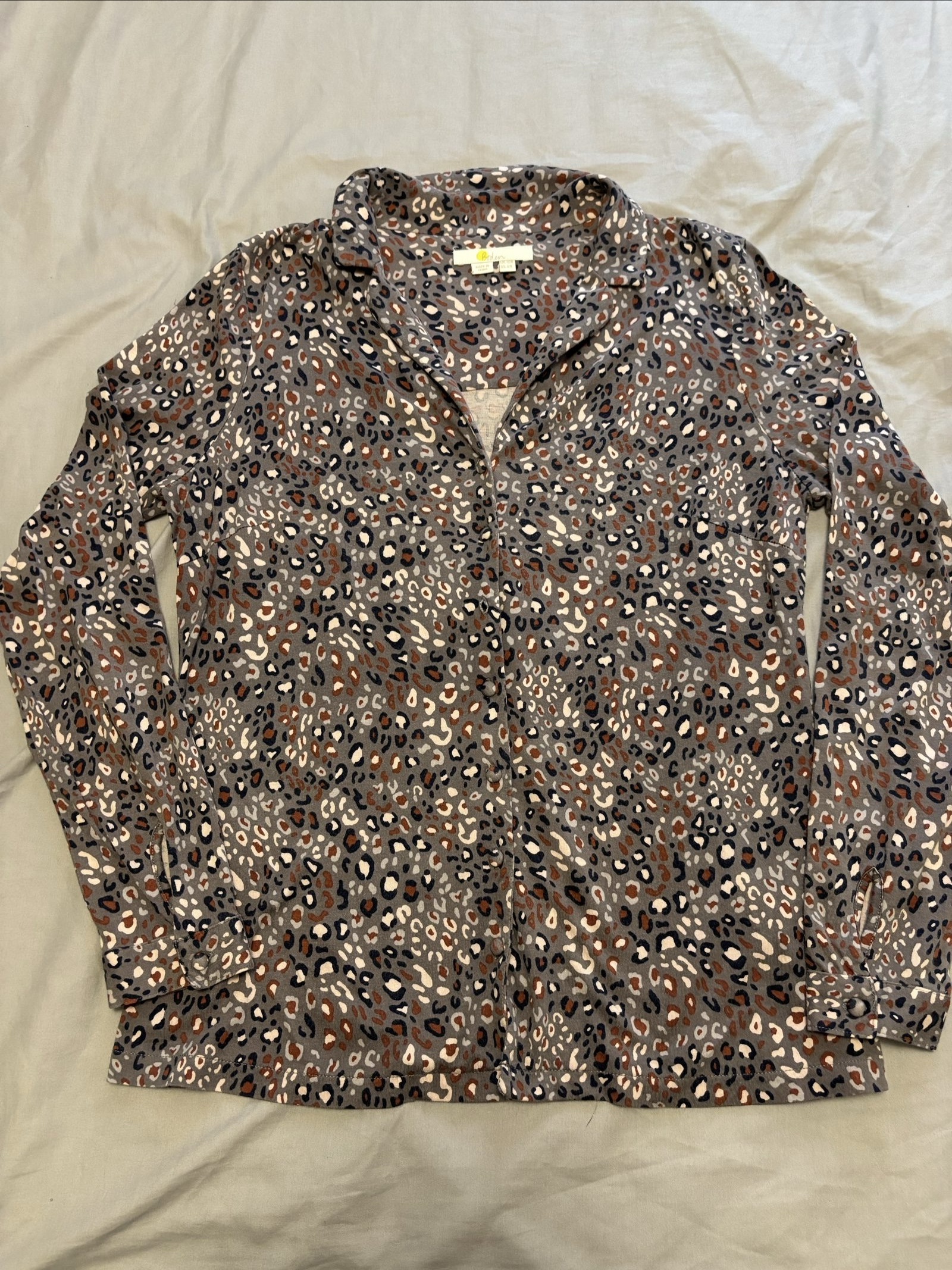 Boden Women's Brown & Grey Animal Print Blouse Small
