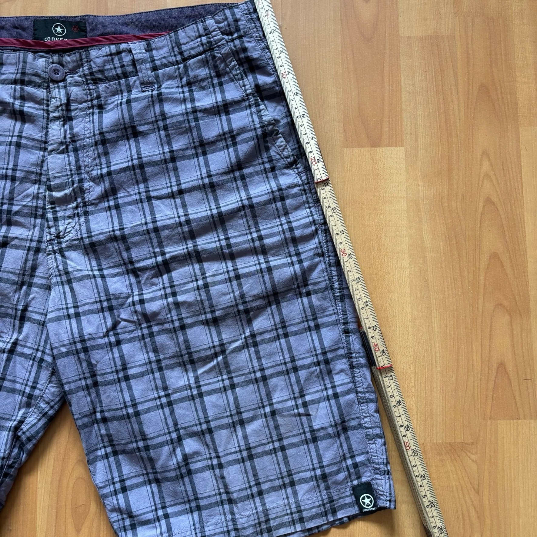 Converse Purple & Black Checked Cotton Shorts 34 Waist image 6