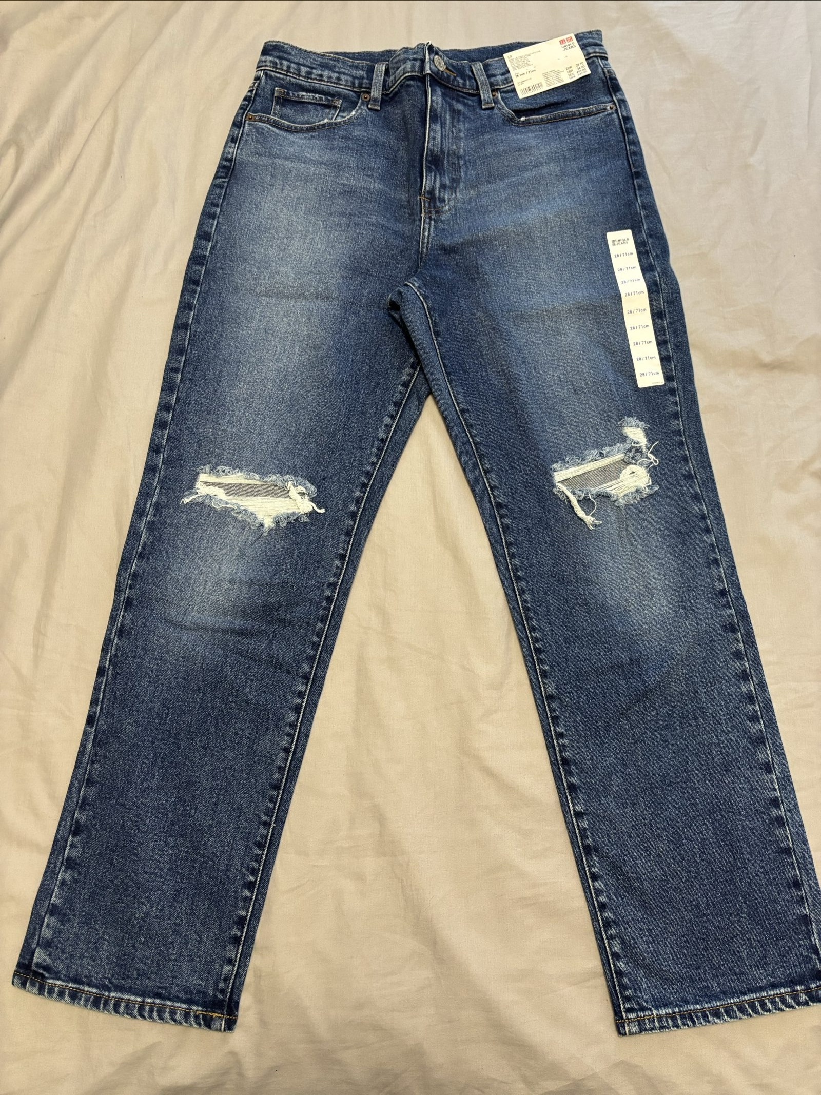 Uniqlo Women's Blue Denim Jeans 28 Waist Distressed