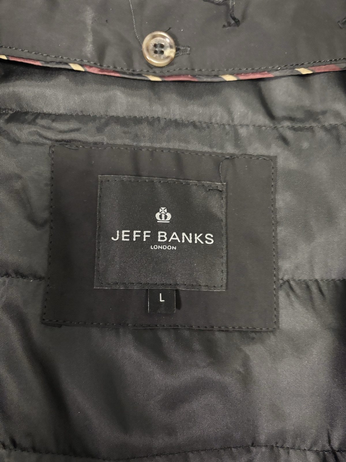 Jeff Banks Black Men's Lightweight Coat Large Button Detail image 3