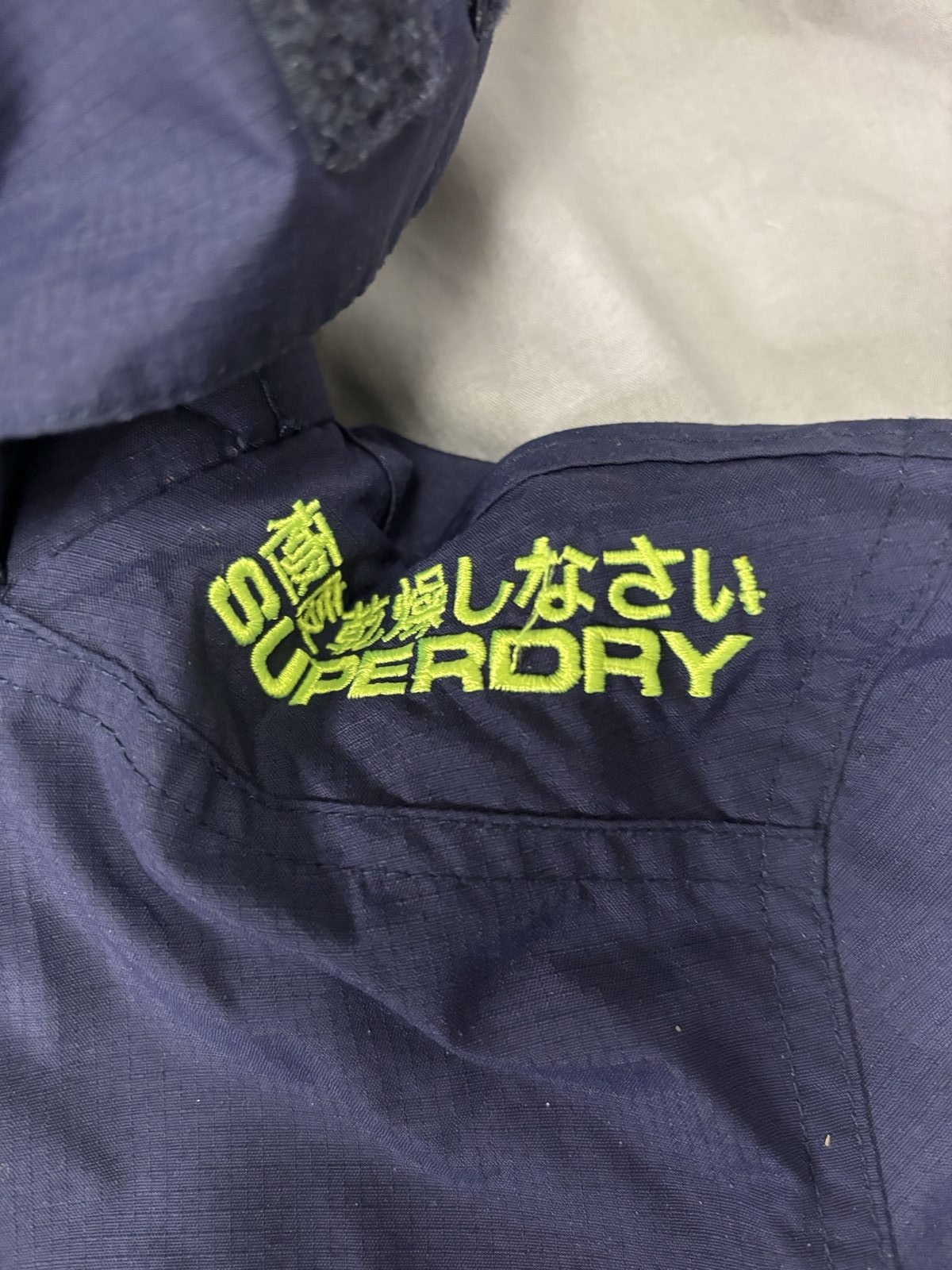 Superdry Navy & Yellow Women's Hooded Jacket small Waterproof image 3