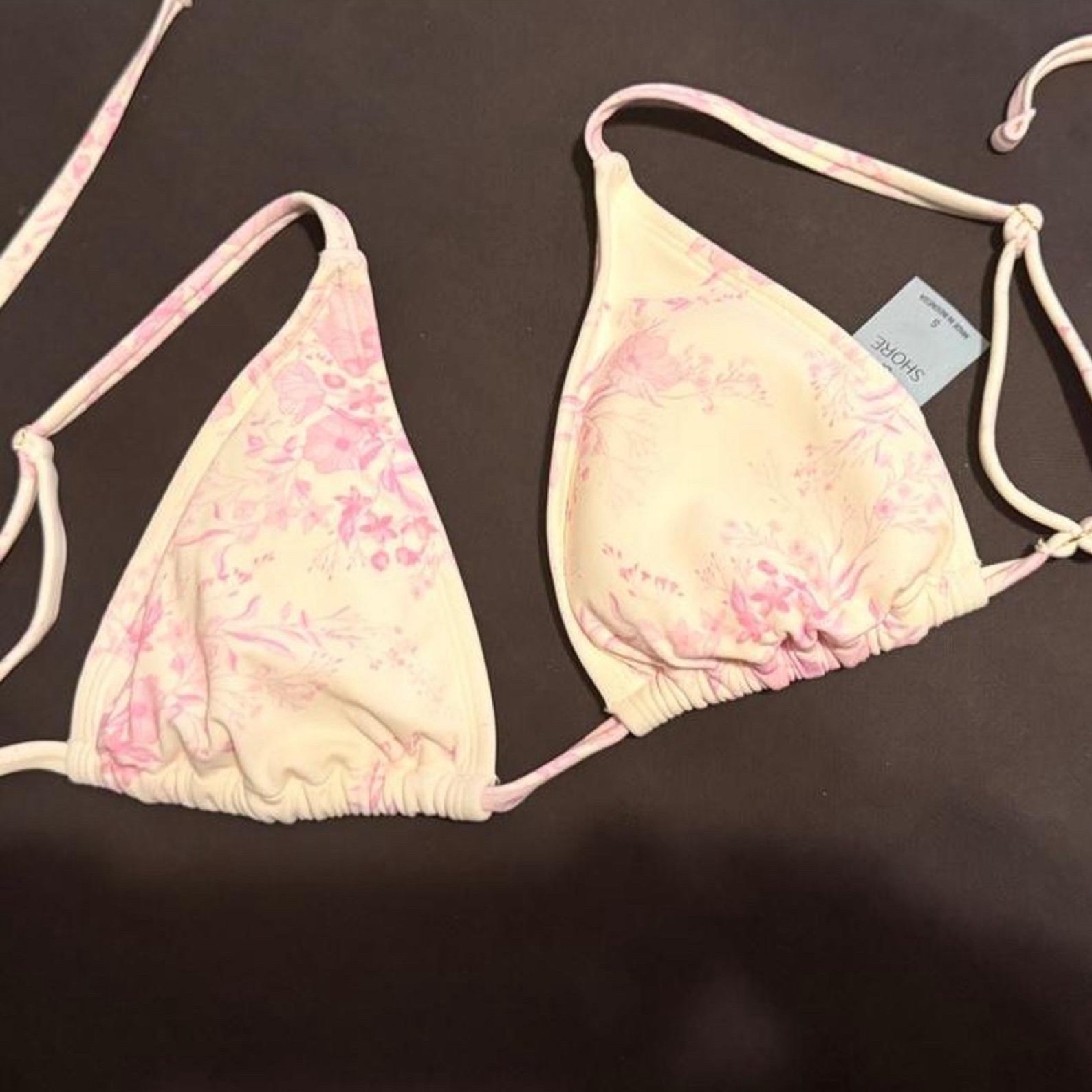 Shade and Shore Small Pink Floral Triangle Bikini Top