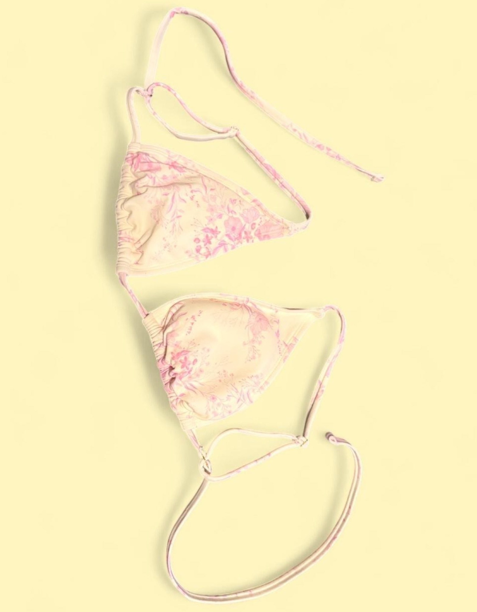 Shade and Shore Small Pink Floral Triangle Bikini Top image 3