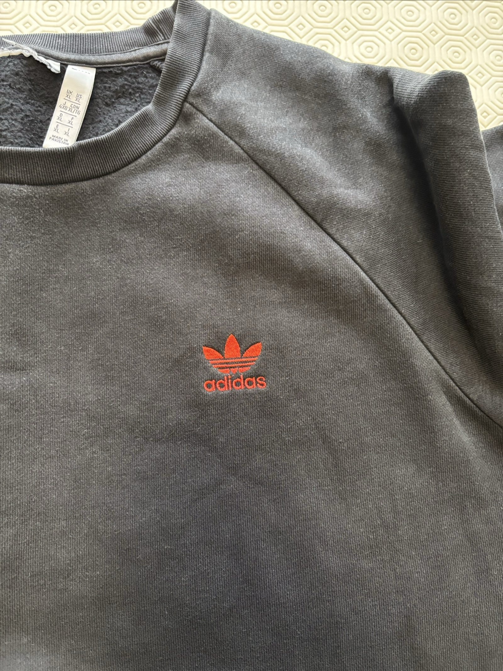 Adidas Men's Black Cotton Sweatshirt XL Red Logo image 2